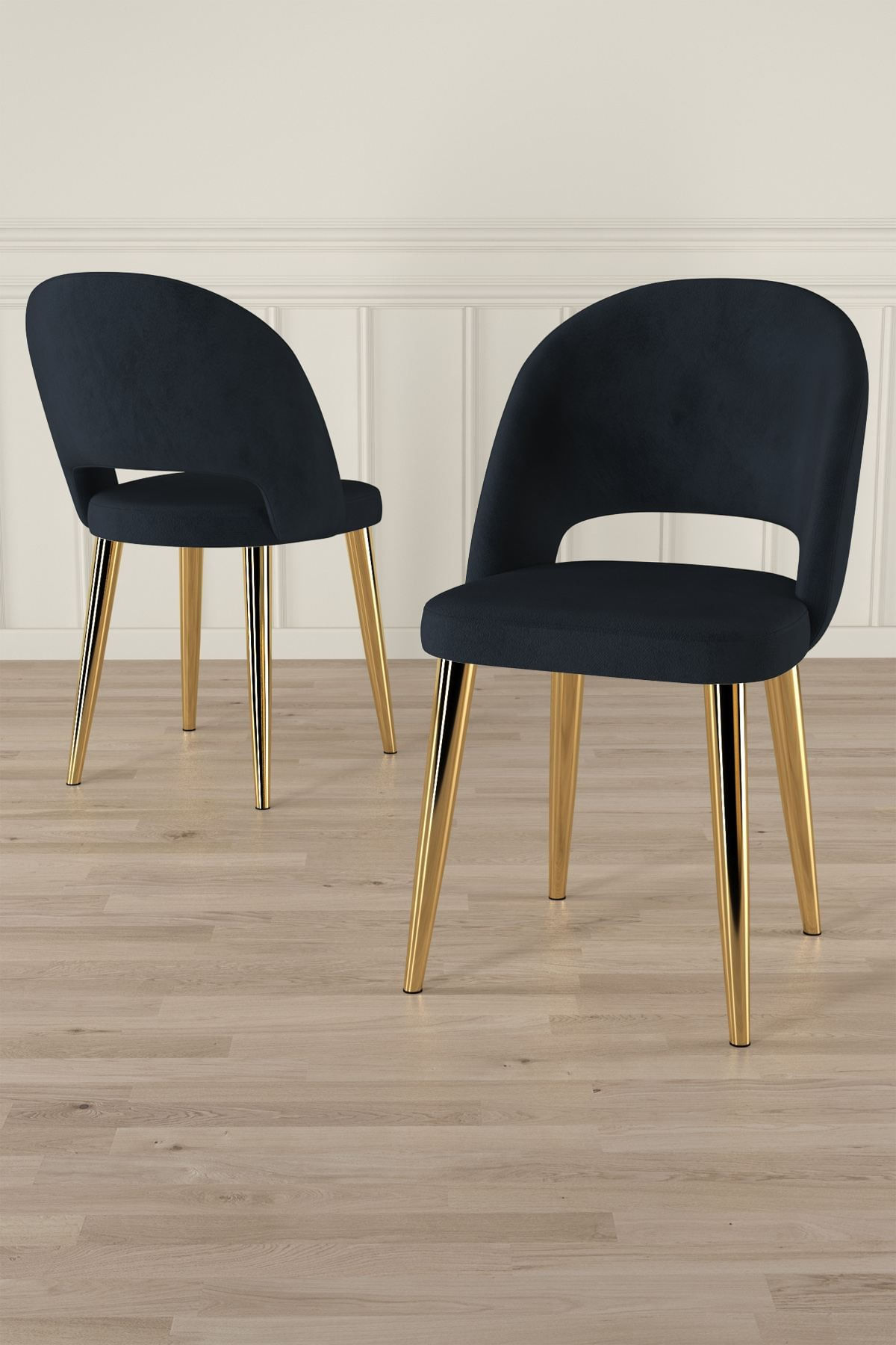 Set scaune (6 bucăți) Hanah Home, placaj, 47 x 47 x 86 cm, antracit/auriu, 240CHR1847 — imaginea 3