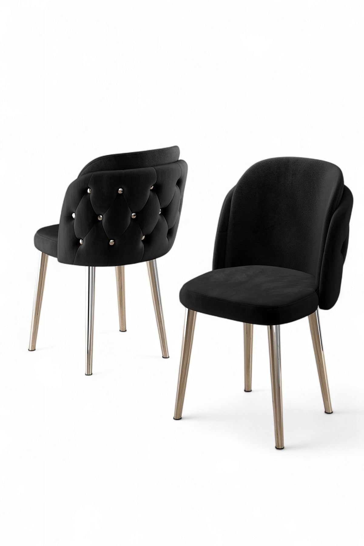 Set scaune (6 bucăți) Hanah Home, placaj, 45 x 46 x 82 cm, negru/chrome, 240CHR1814 — imaginea 3