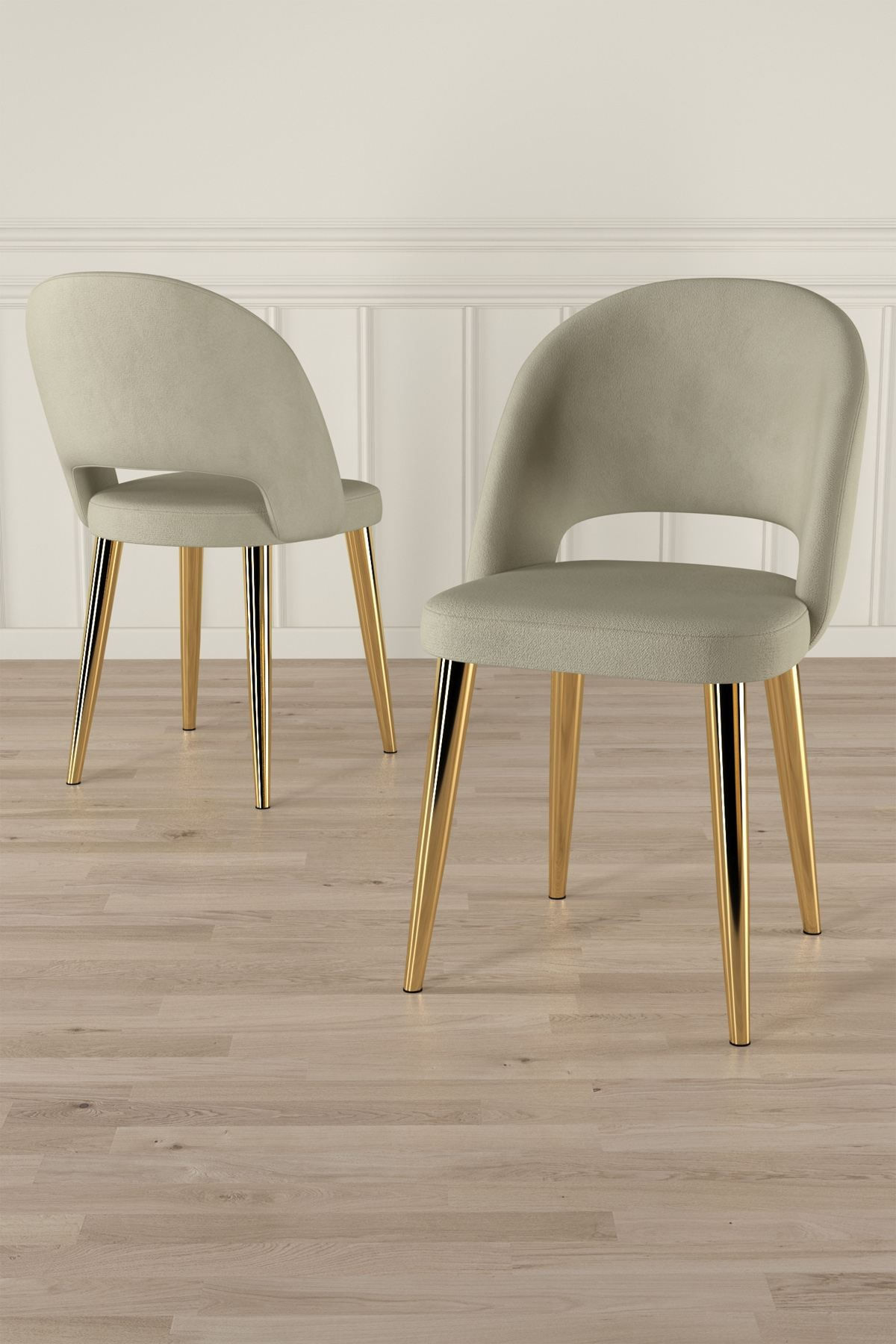 Set scaune (6 bucăți) Hanah Home, placaj, 47 x 47 x 86 cm, crem/auriu, 240CHR1848 — imaginea 3
