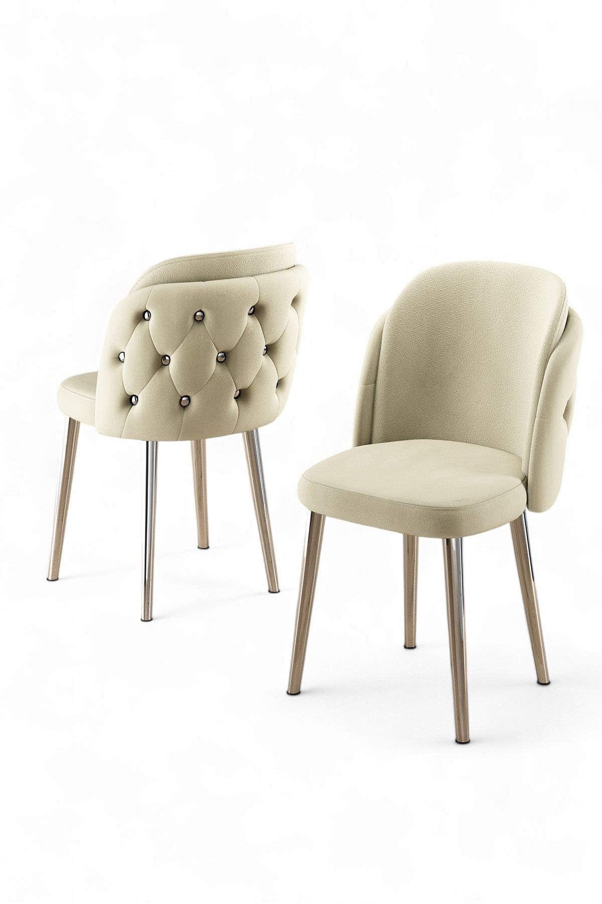 Set scaune (6 bucăți) Hanah Home, placaj, 45 x 46 x 82 cm, crem/chrome, 240CHR1813 — imaginea 2