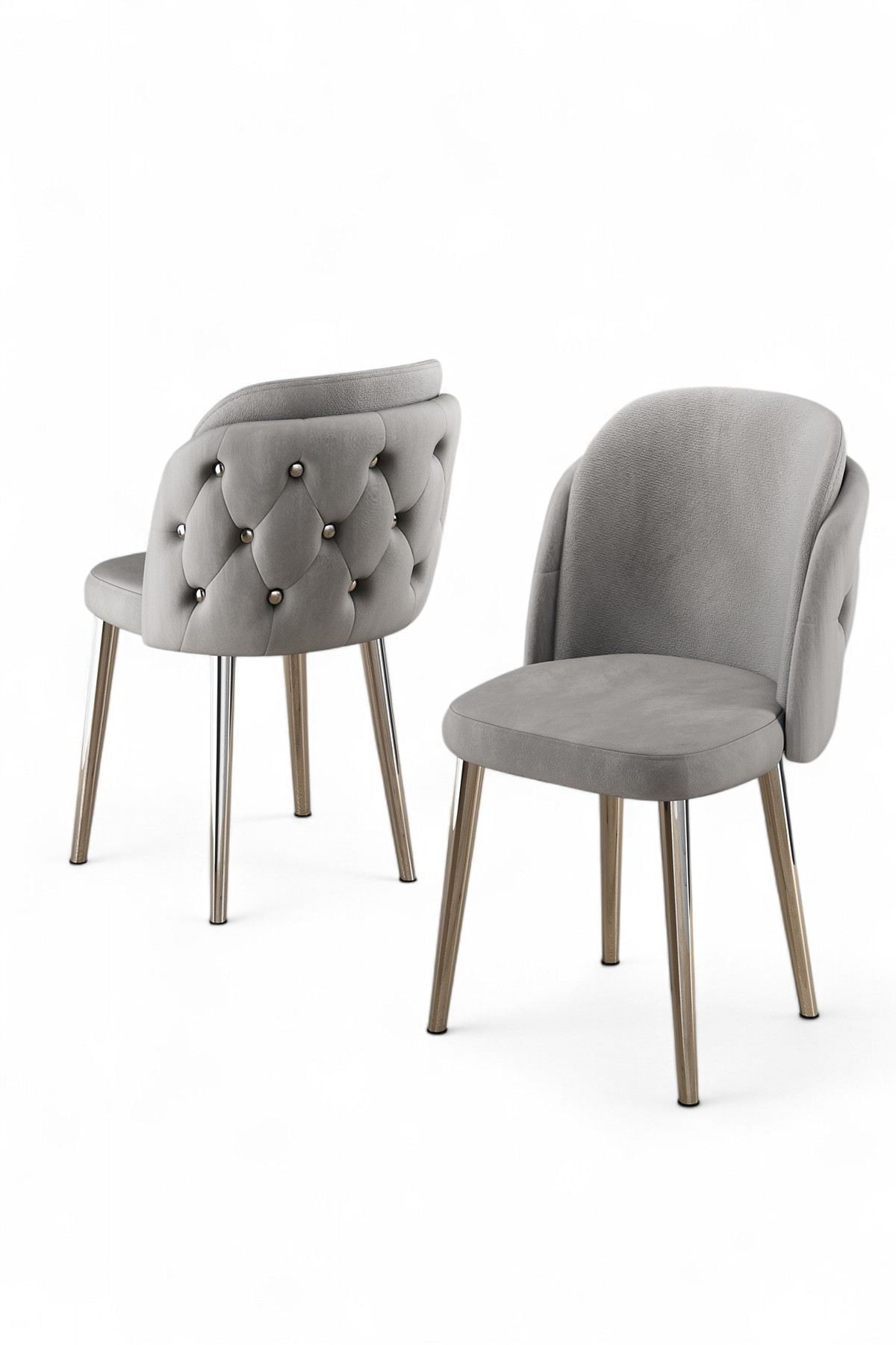 Set scaune (6 bucăți) Hanah Home, placaj, 45 x 46 x 82 cm, gri/chrome, 240CHR1815 — imaginea 3
