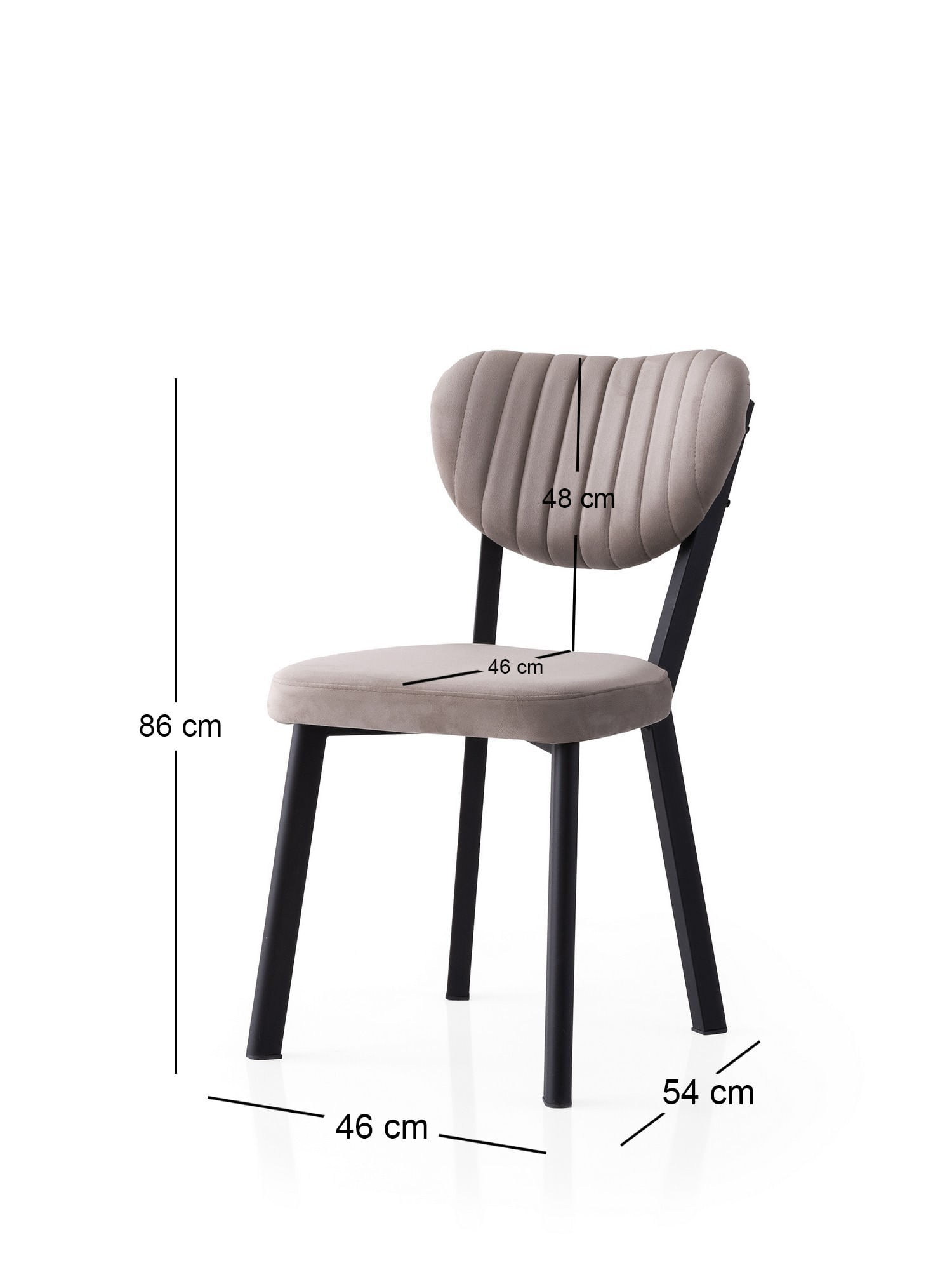 Set scaune (2 bucăți) Hanah Home, PAL melaminat, 46 x 54 x 86 cm, negru/bej-cenușiu, 974NMB1847 — imaginea 2