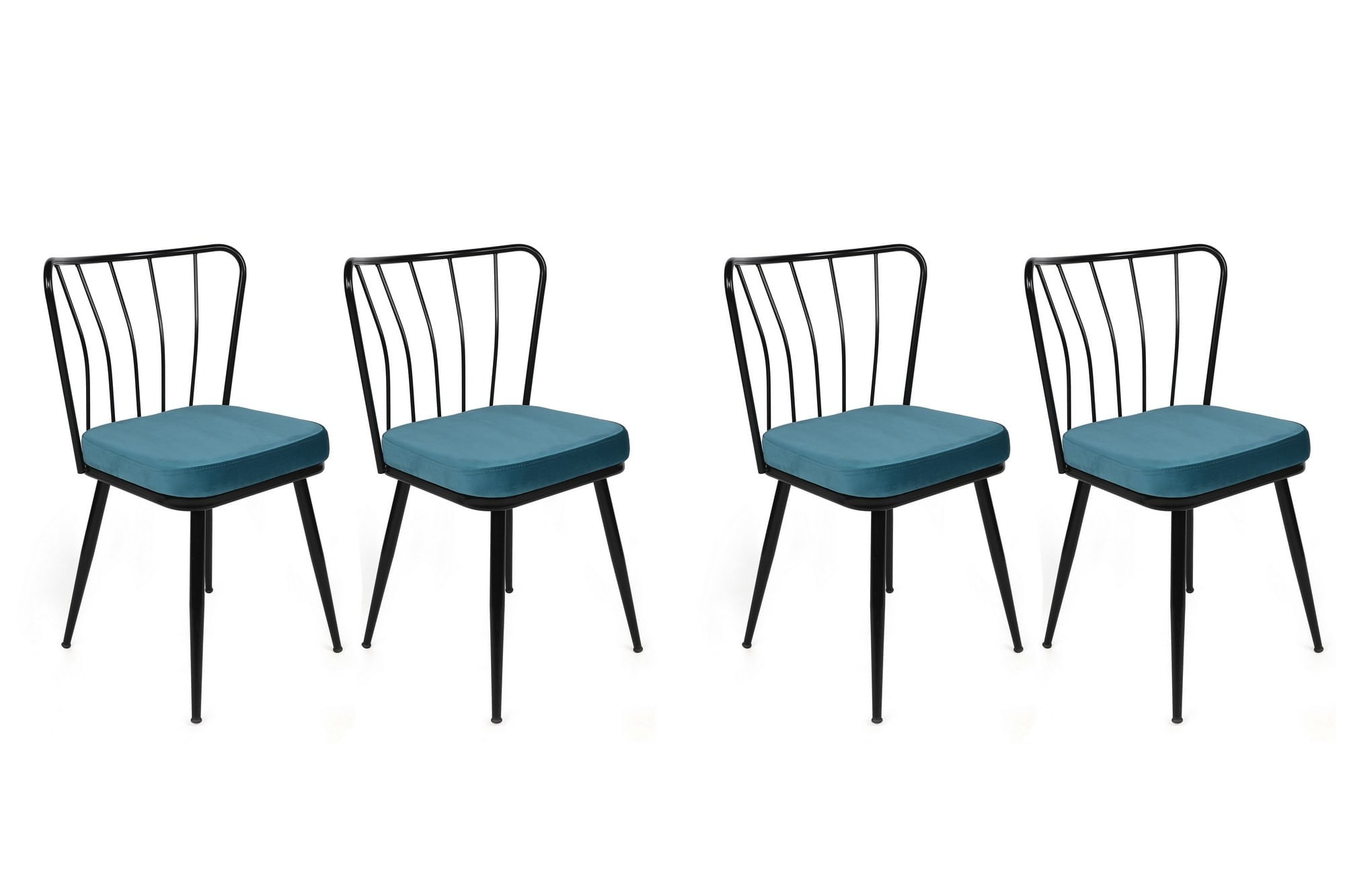 Set scaune (4 bucăți) Hanah Home, PAL melaminat, 43 x 42 x 82 cm, albastru/negru, 974NMB1629 — imaginea 4