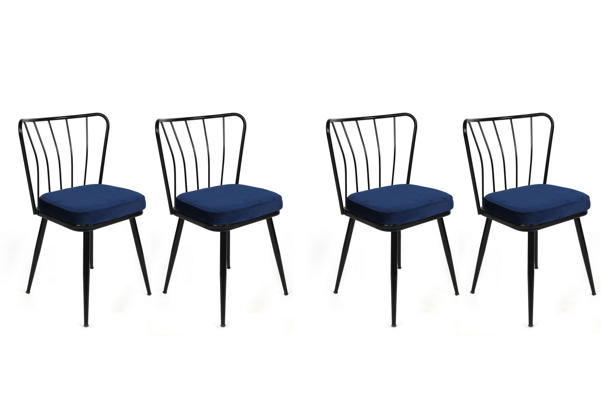 Set scaune (4 bucăți) Hanah Home, PAL melaminat, 43 x 42 x 82 cm, albastru închis/negru, 974NMB1625