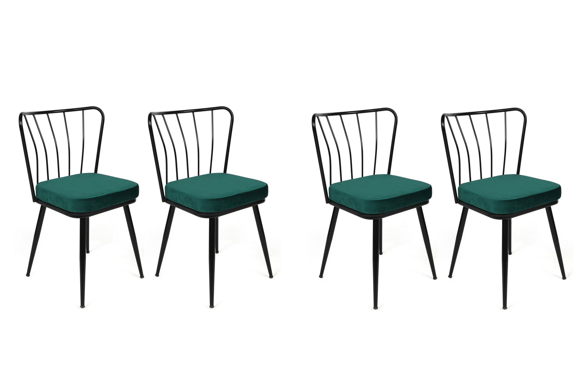 Set scaune (4 bucăți) Hanah Home, PAL melaminat, 43 x 42 x 82 cm, verde/negru, 974NMB1628 — imaginea 3