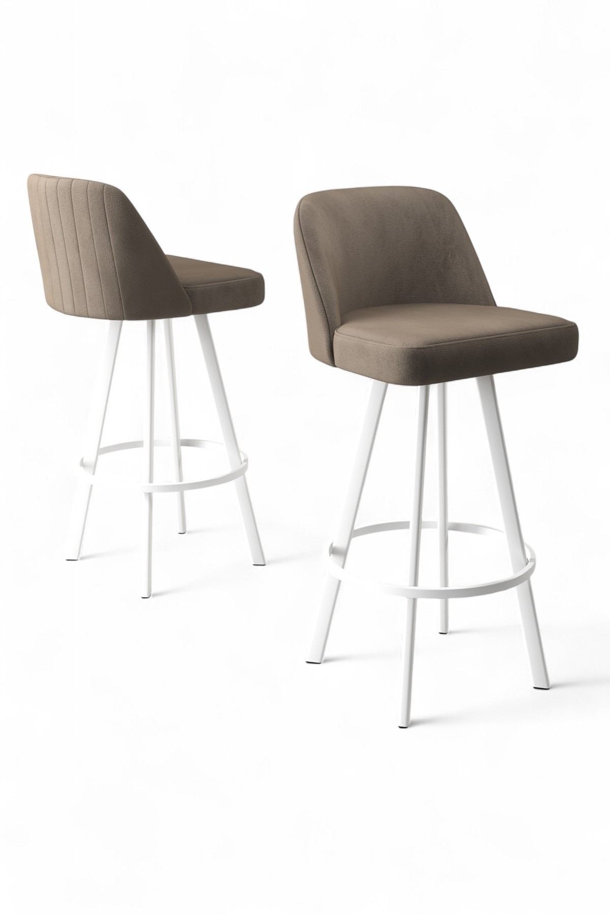 Set scaune bar (4 bucăți) Hanah Home, metal, 44 x 42 x 105 cm, cappuccino/alb, 240CHR1886 — imaginea 2