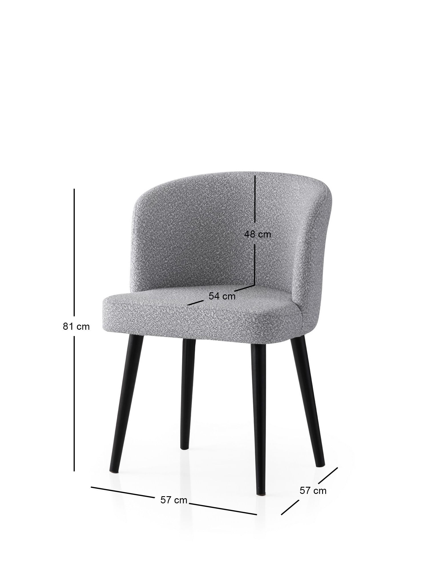 Set scaune (2 bucăți) Hanah Home, PAL melaminat, 57 x 57 x 81 cm, negru/deschis gri, 974NMB1920 — imaginea 3