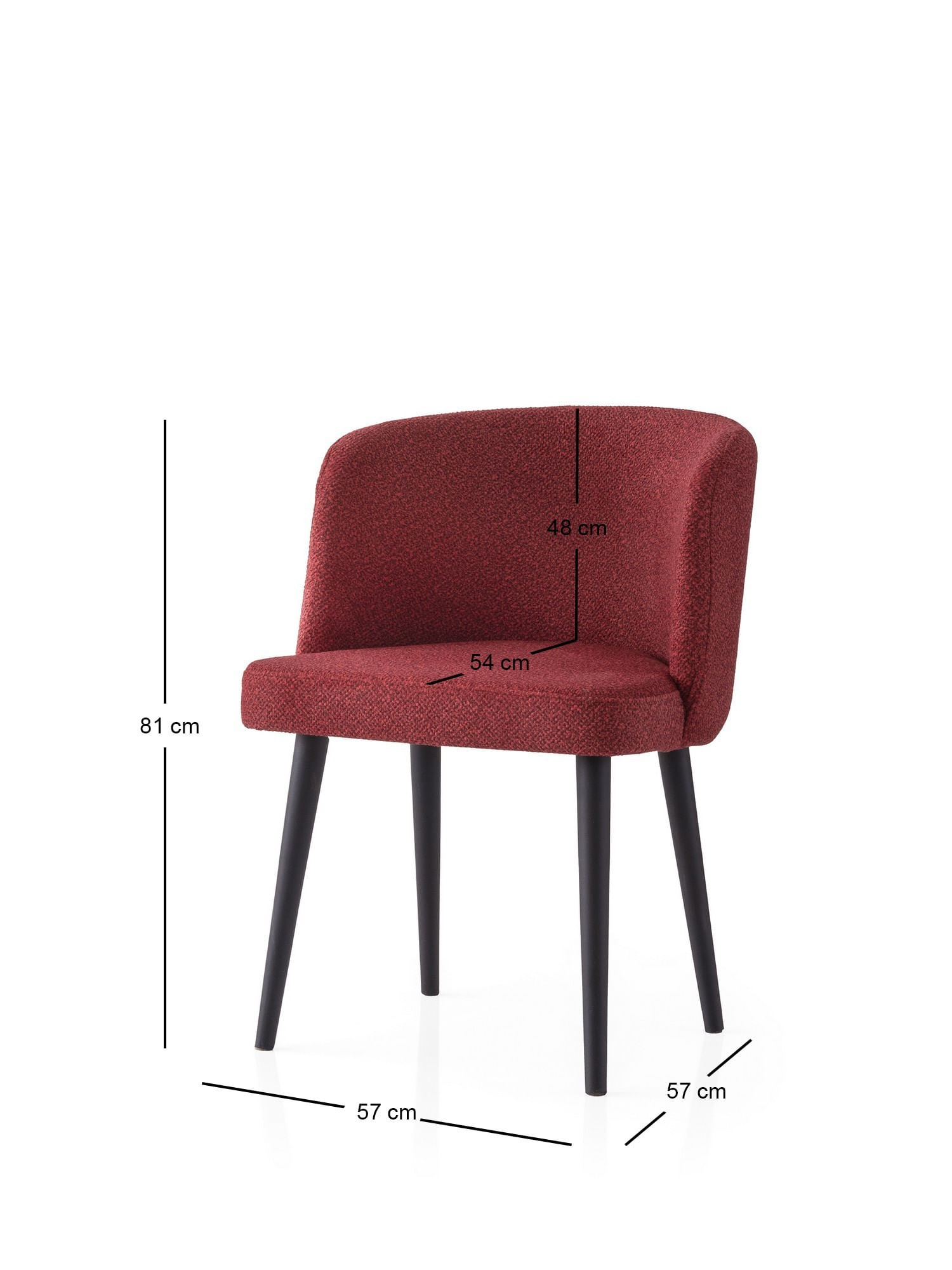 Set scaune (2 bucăți) Hanah Home, PAL melaminat, 57 x 57 x 81 cm, negru/roșu, 974NMB1914 — imaginea 3