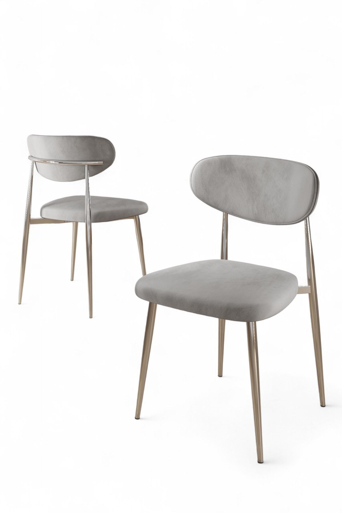 Set scaune (4 bucăți) Hanah Home, placaj, 50 x 47 x 88 cm, gri/chrome, 240CHR1865 — imaginea 2