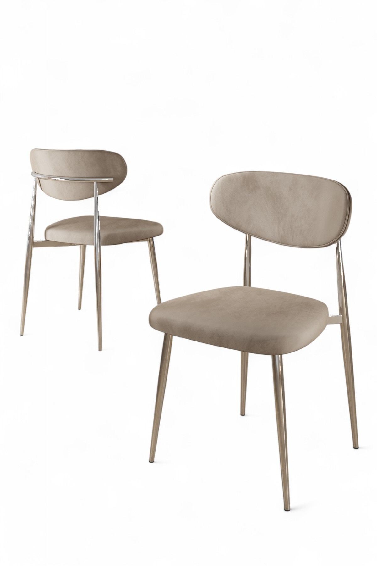 Set scaune (4 bucăți) Hanah Home, placaj, 50 x 47 x 88 cm, cappuccino/chrome, 240CHR1866 — imaginea 3