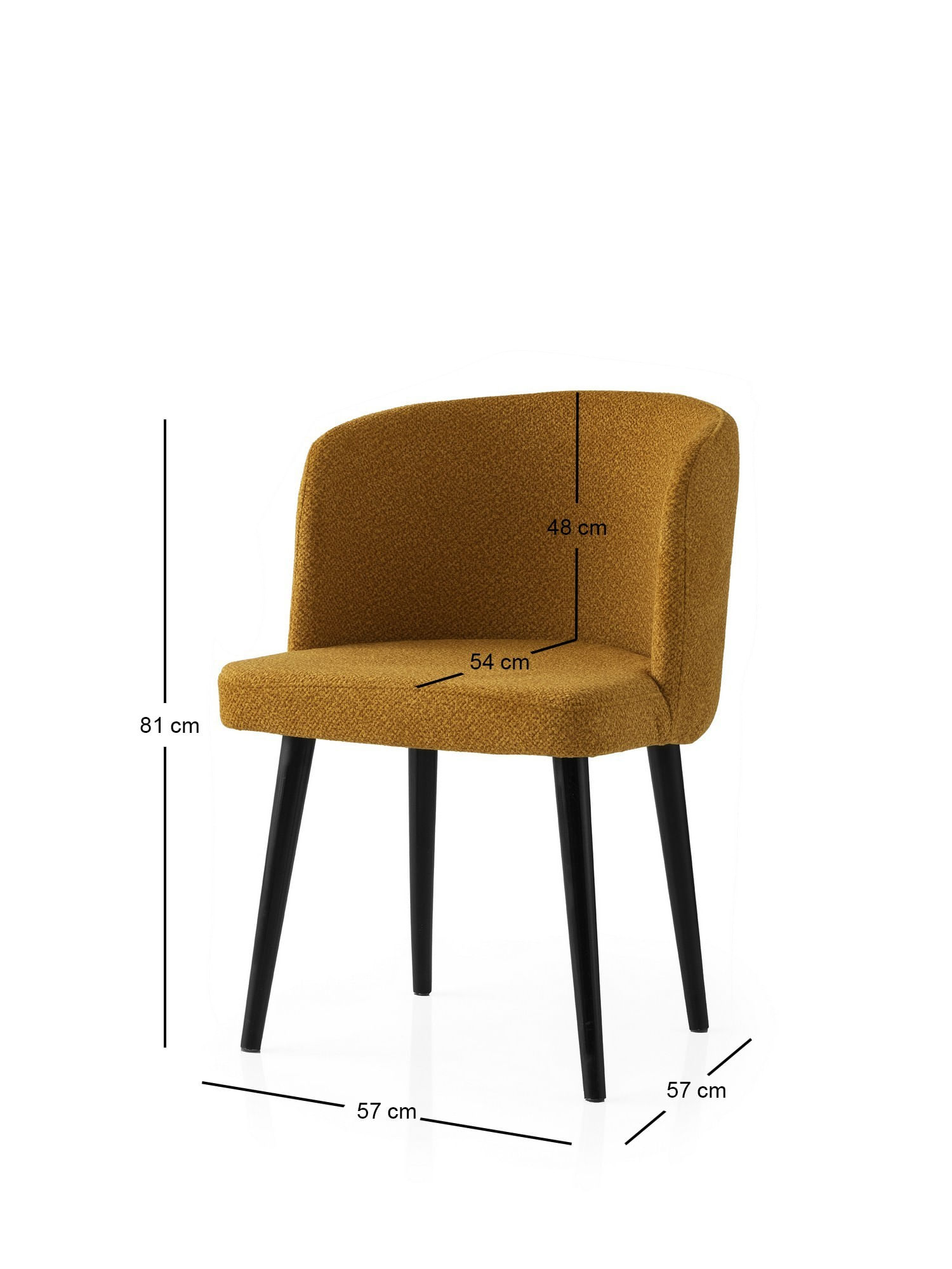 Set scaune (2 bucăți) Hanah Home, PAL melaminat, 57 x 57 x 81 cm, negru/galben, 974NMB1912 — imaginea 4