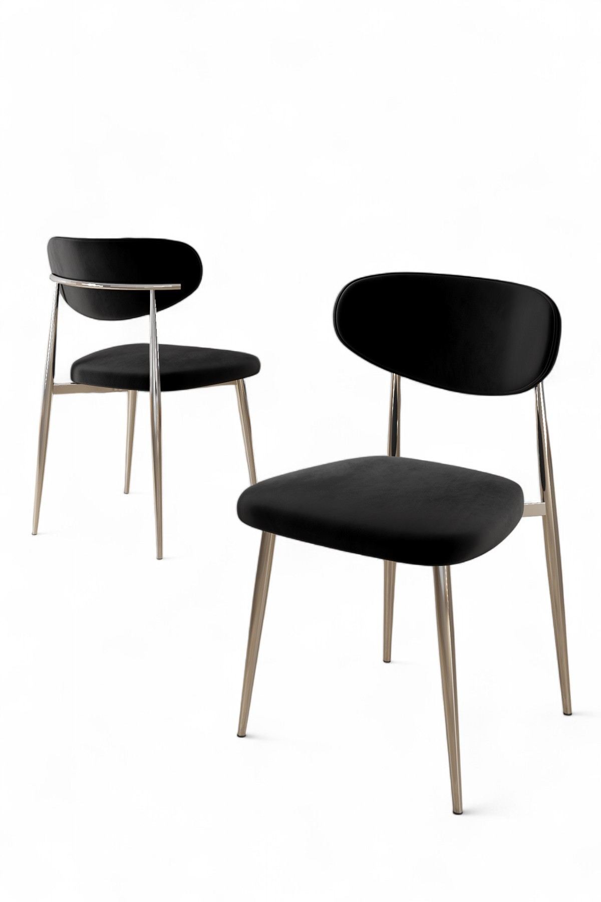 Set scaune (4 bucăți) Hanah Home, placaj, 50 x 47 x 88 cm, negru/chrome, 240CHR1864 — imaginea 3
