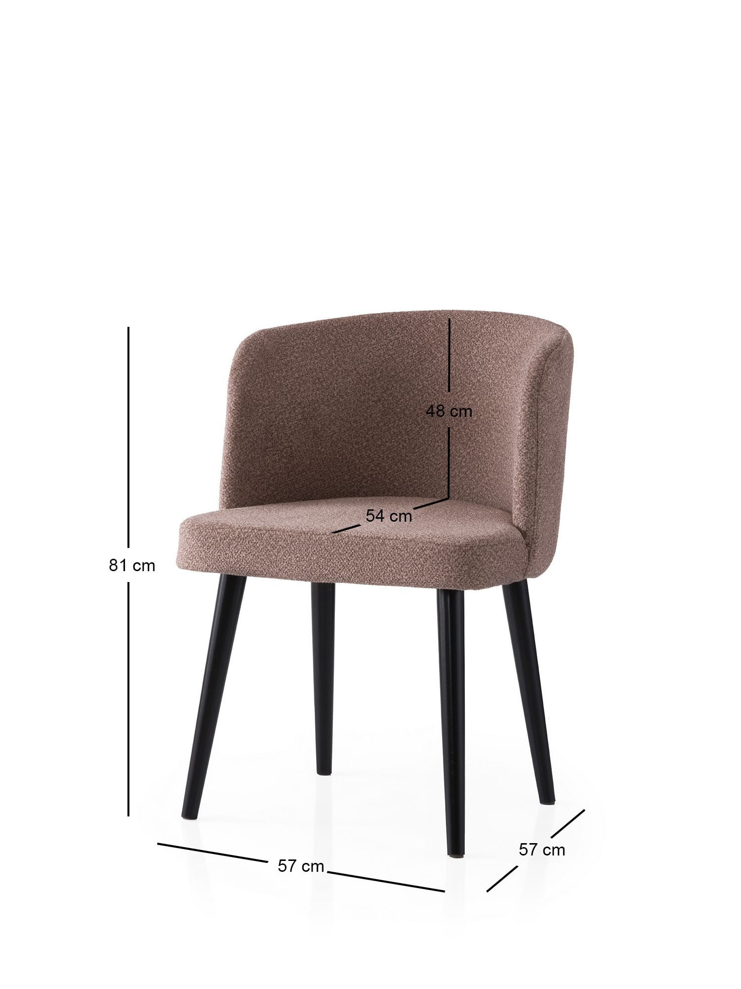 Set scaune (2 bucăți) Hanah Home, PAL melaminat, 57 x 57 x 81 cm, negru/bej-cenușiu, 974NMB1916 — imaginea 4