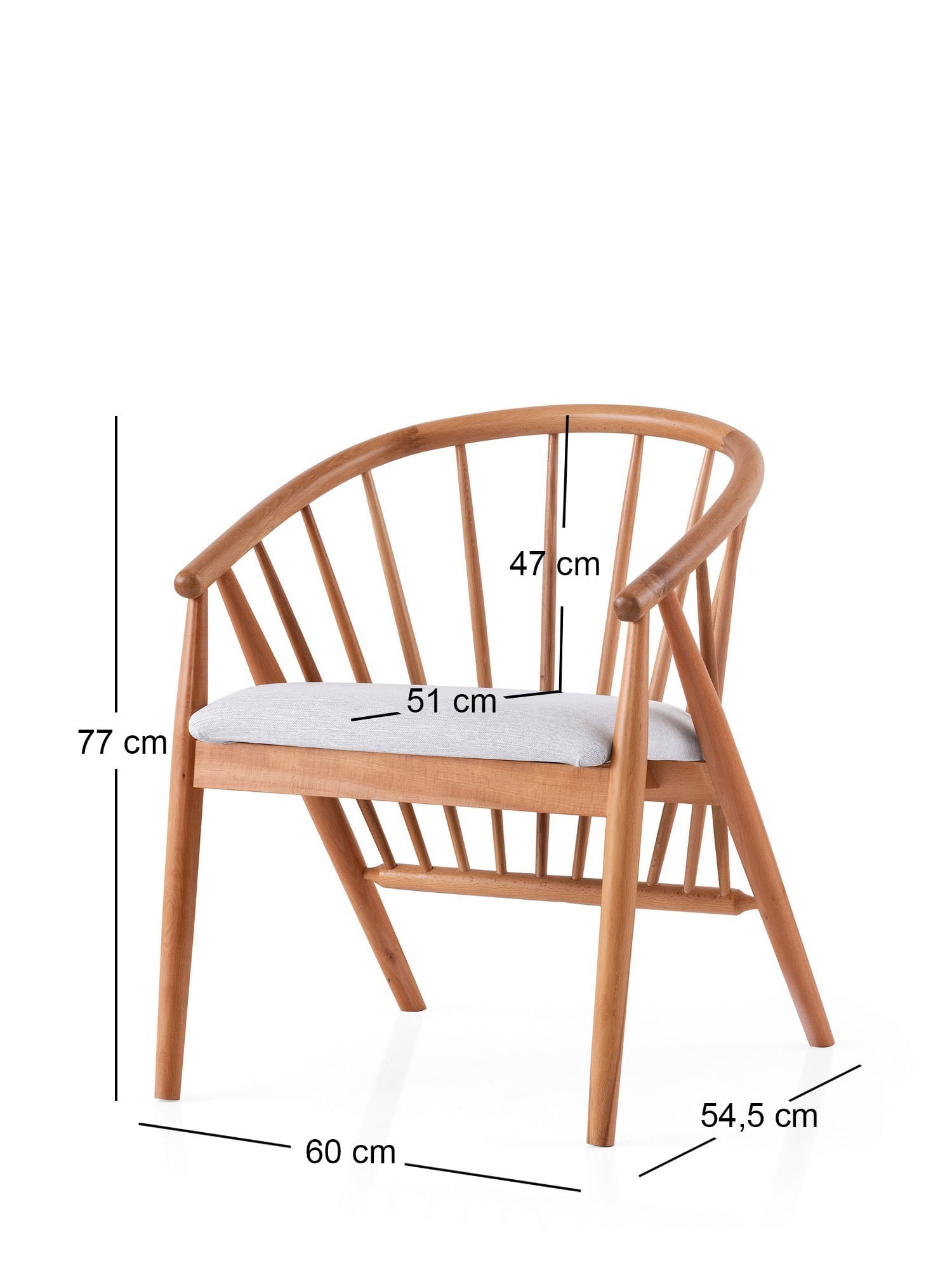 Scaun Hanah Home, placaj, 60 x 54.5 x 77 cm, stejar/deschis gri, 974NMB1835 — imaginea 3