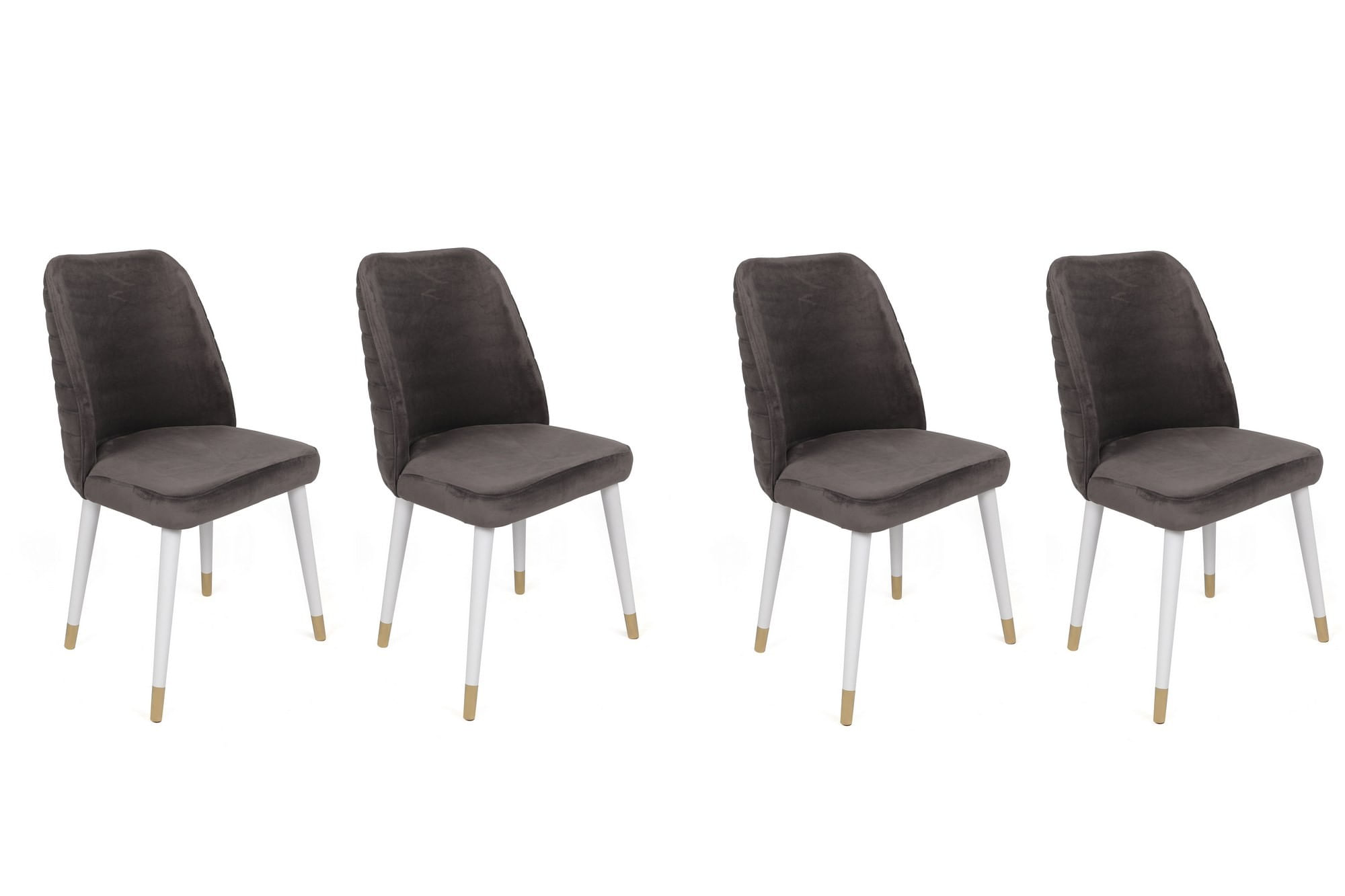 Set scaune (4 bucăți) Hanah Home, catifea, 50 x 49 x 90 cm, antracit/alb/auriu, 974NMB1599 — imaginea 5