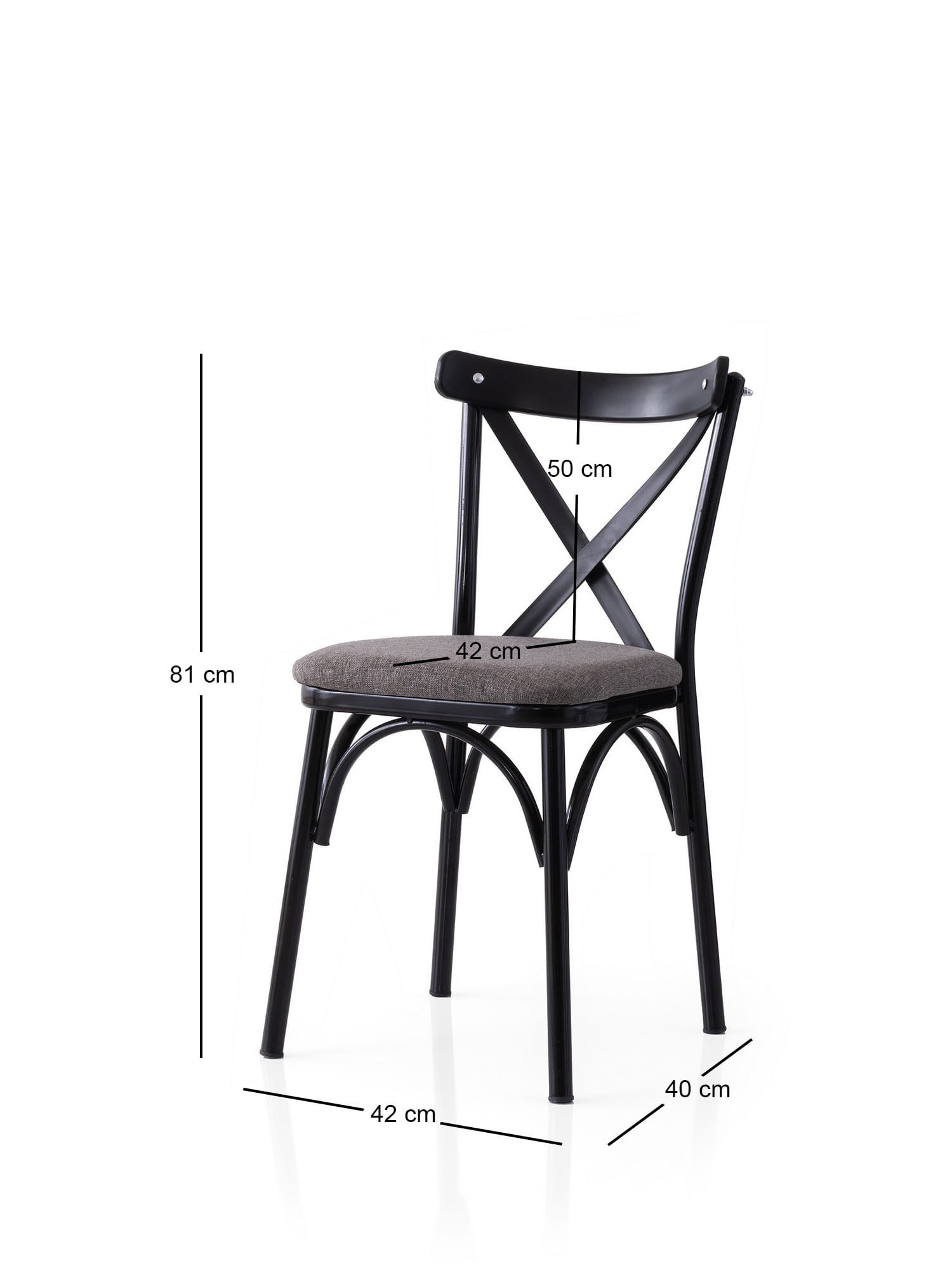 Set scaune (2 bucăți) Hanah Home, PAL melaminat, 42 x 40 x 81 cm, negru/gri, 974NMB1888 — imaginea 2