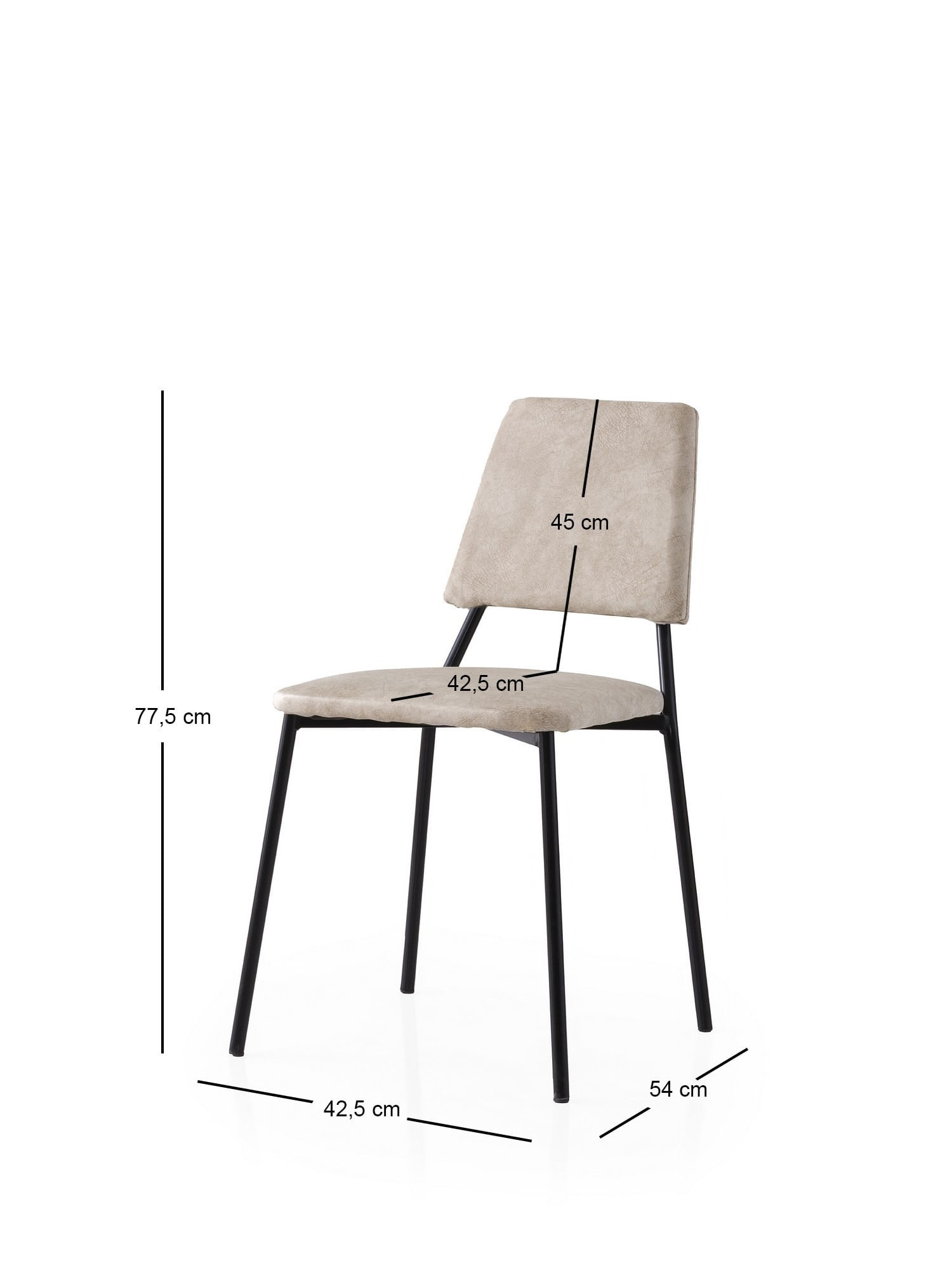 Set scaune (2 bucăți) Hanah Home, PAL melaminat, 42.5 x 54 x 77.5 cm, negru/ecru, 974NMB1903 — imaginea 2