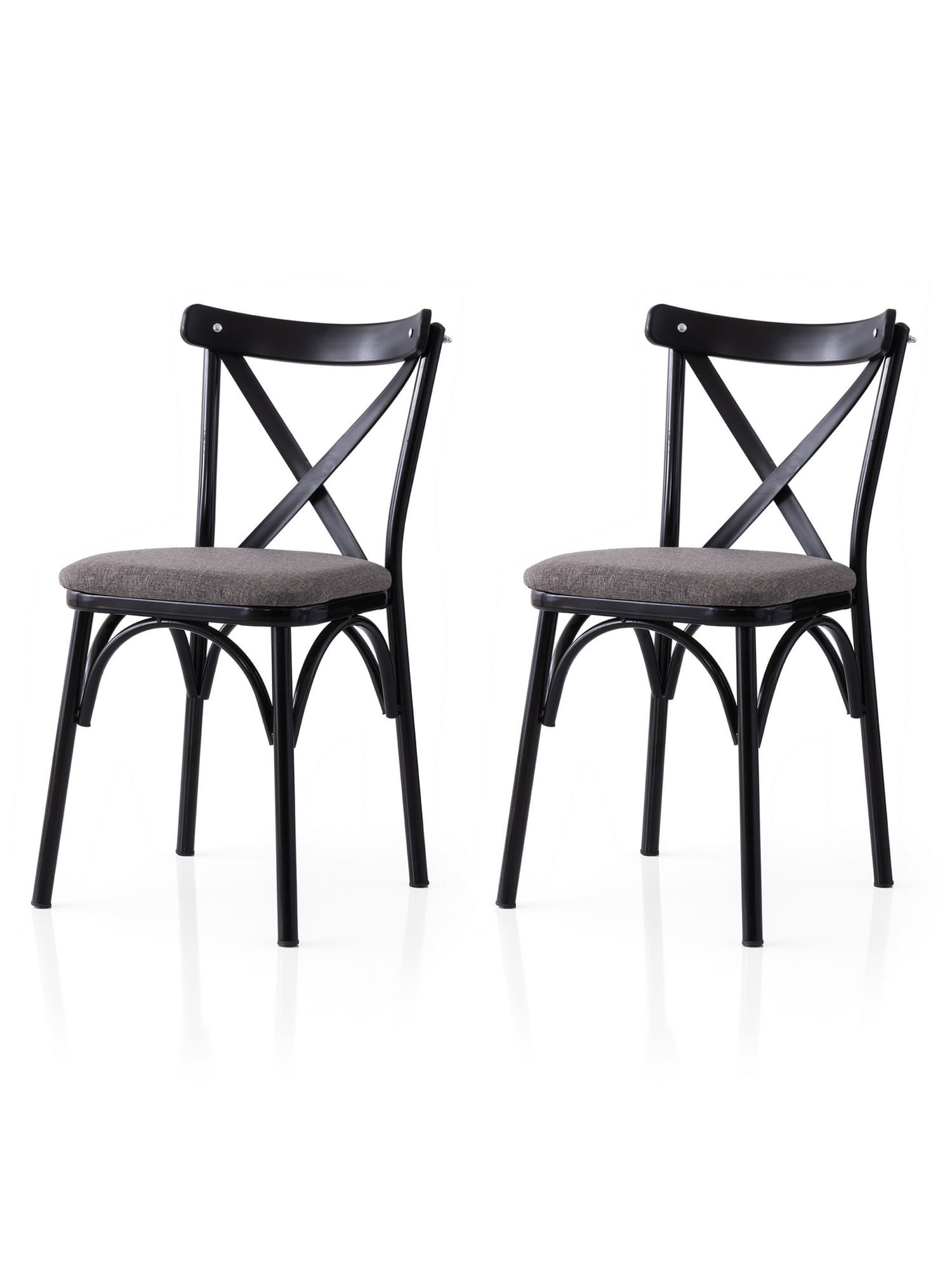 Set scaune (2 bucăți) Hanah Home, PAL melaminat, 42 x 40 x 81 cm, negru/gri, 974NMB1888 — imaginea 3