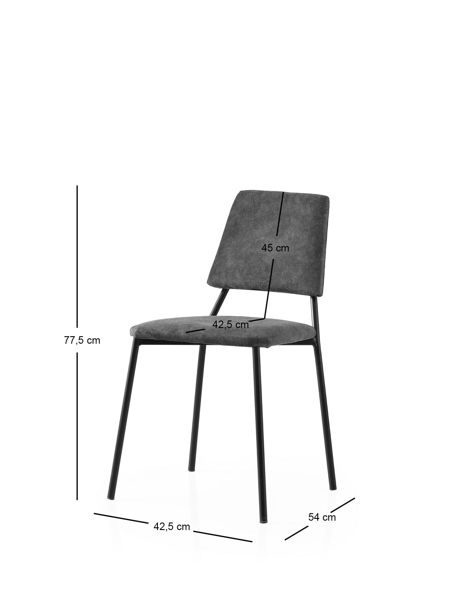 Set scaune (2 bucăți) Hanah Home, PAL melaminat, 42.5 x 54 x 77.5 cm, negru/antracit, 974NMB1906 — imaginea 4