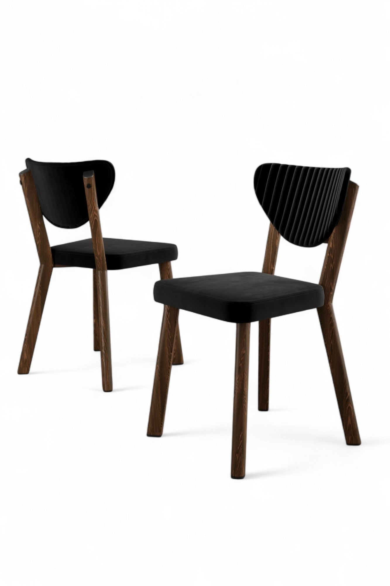 Set scaune (6 bucăți) Hanah Home, placaj, 45 x 46 x 86 cm, negru/maro, 240CHR1789 — imaginea 3