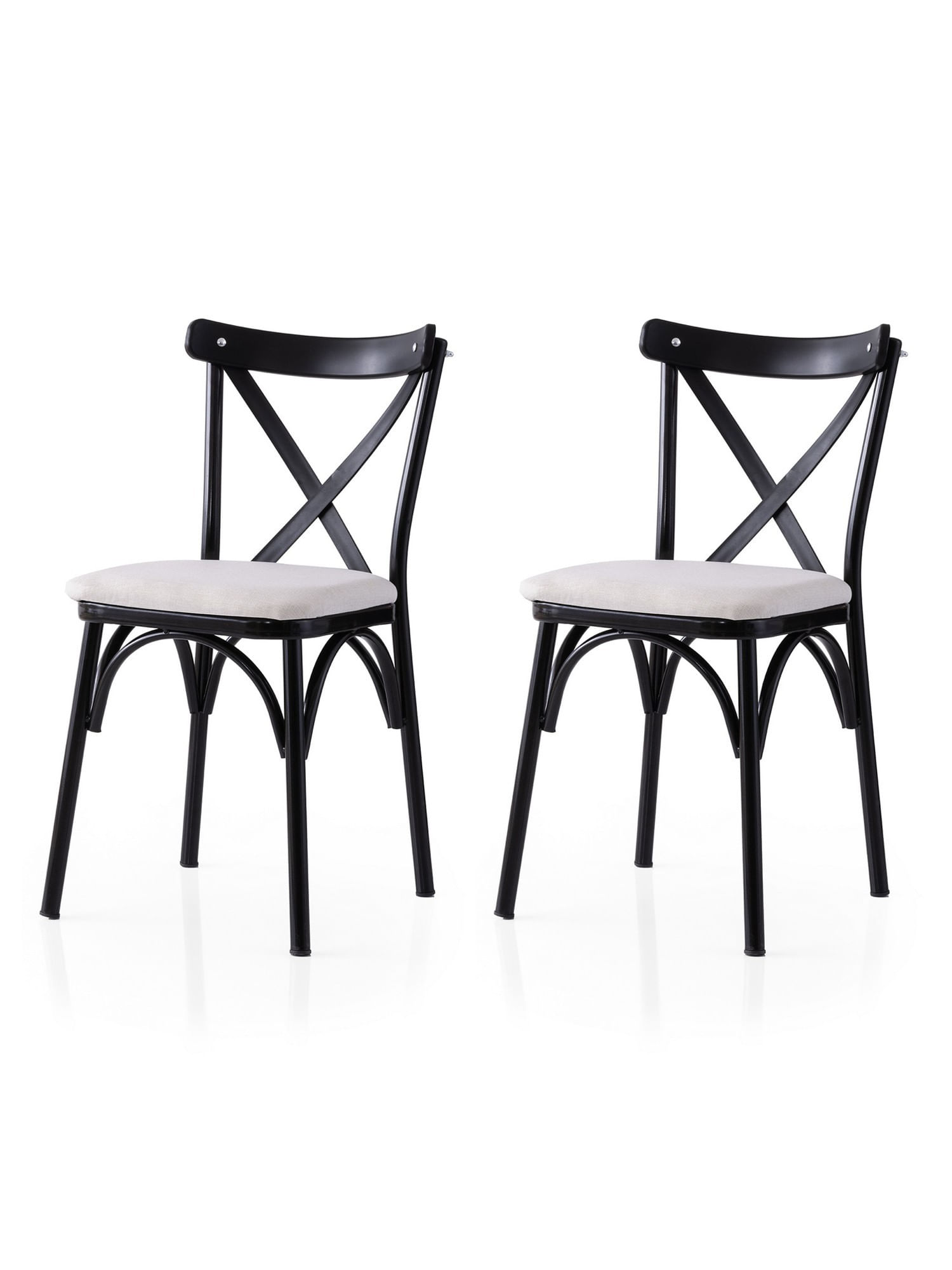 Set scaune (2 bucăți) Hanah Home, PAL melaminat, 42 x 40 x 81 cm, negru/alb, 974NMB1885 — imaginea 2
