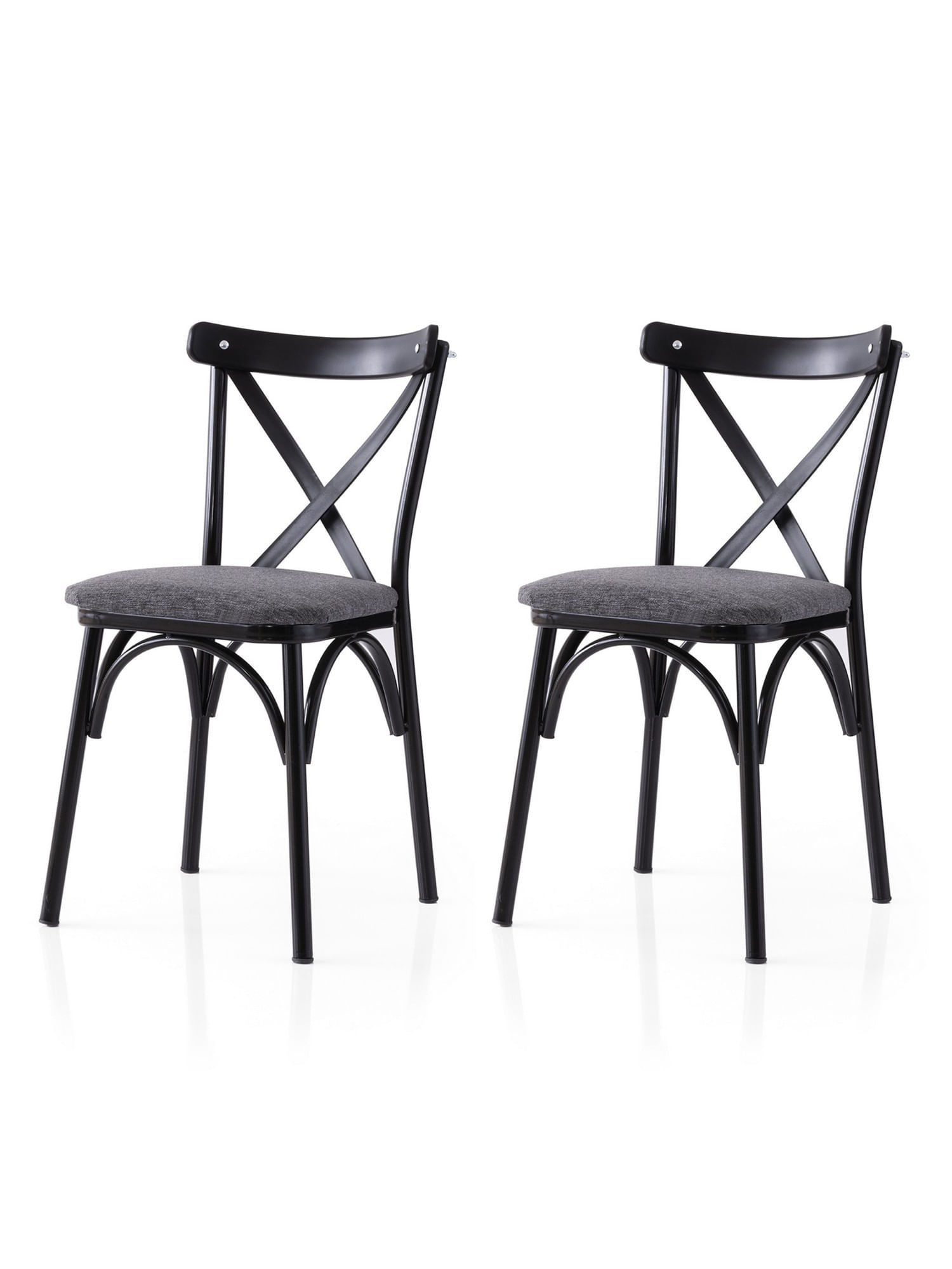 Set scaune (2 bucăți) Hanah Home, PAL melaminat, 42 x 40 x 81 cm, negru/antracit, 974NMB1886 — imaginea 4