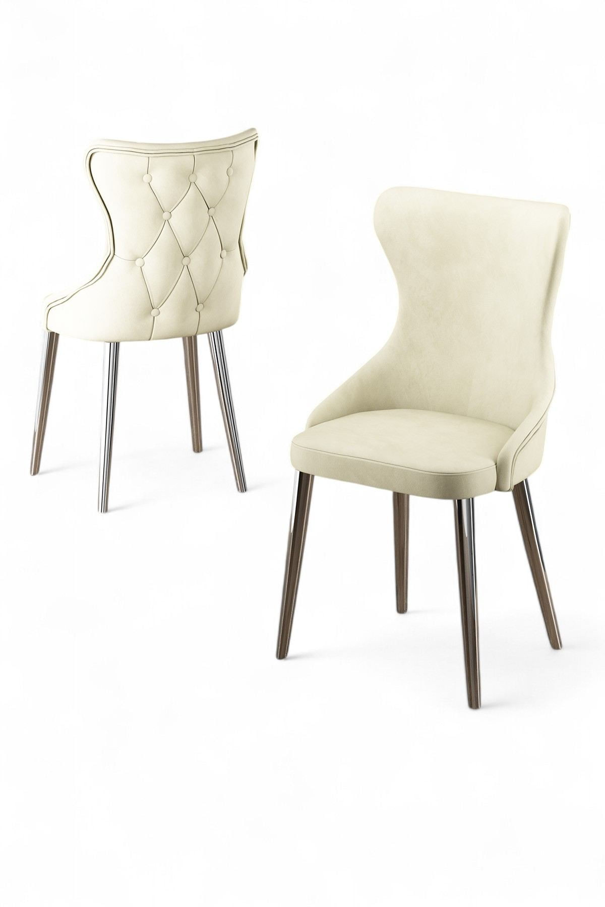 Set scaune (4 bucăți) Hanah Home, placaj, 45 x 46 x 91 cm, crem/chrome, 240CHR1823 — imaginea 2