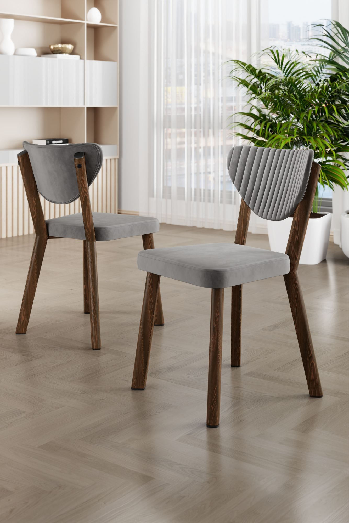 Set scaune (6 bucăți) Hanah Home, placaj, 45 x 46 x 86 cm, gri/maro, 240CHR1790 — imaginea 2