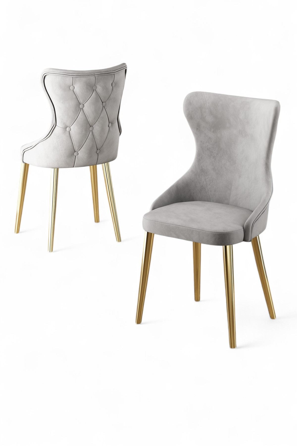 Set scaune (4 bucăți) Hanah Home, placaj, 45 x 46 x 91 cm, gri/auriu, 240CHR1820 — imaginea 2