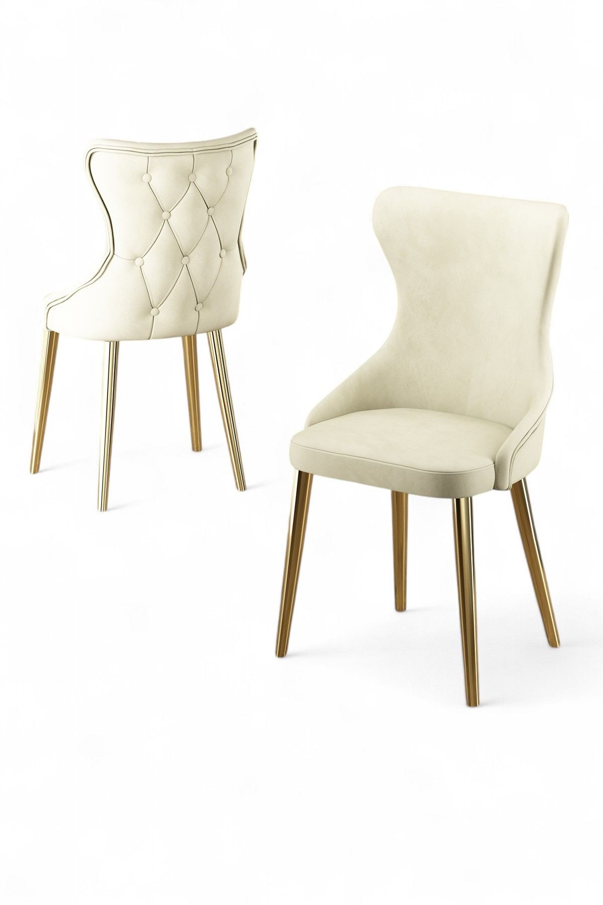 Set scaune (4 bucăți) Hanah Home, placaj, 45 x 46 x 91 cm, crem/auriu, 240CHR1818 — imaginea 3