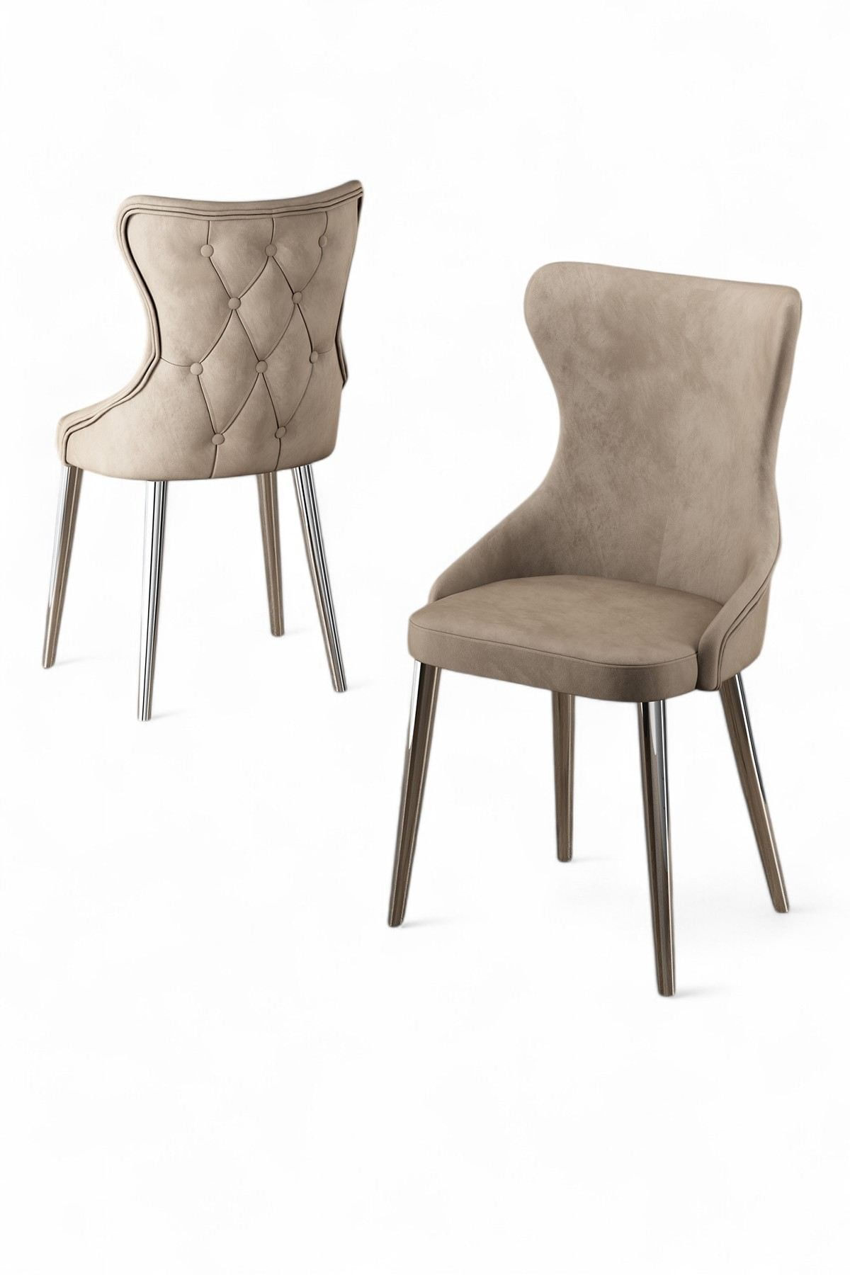 Set scaune (4 bucăți) Hanah Home, placaj, 45 x 46 x 91 cm, cappuccino/chrome, 240CHR1826 — imaginea 3