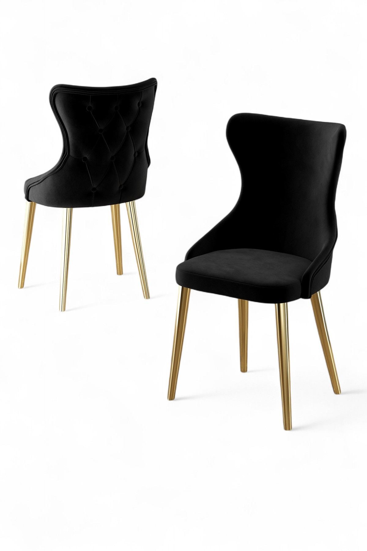 Set scaune (4 bucăți) Hanah Home, placaj, 45 x 46 x 91 cm, negru/auriu, 240CHR1819 — imaginea 2