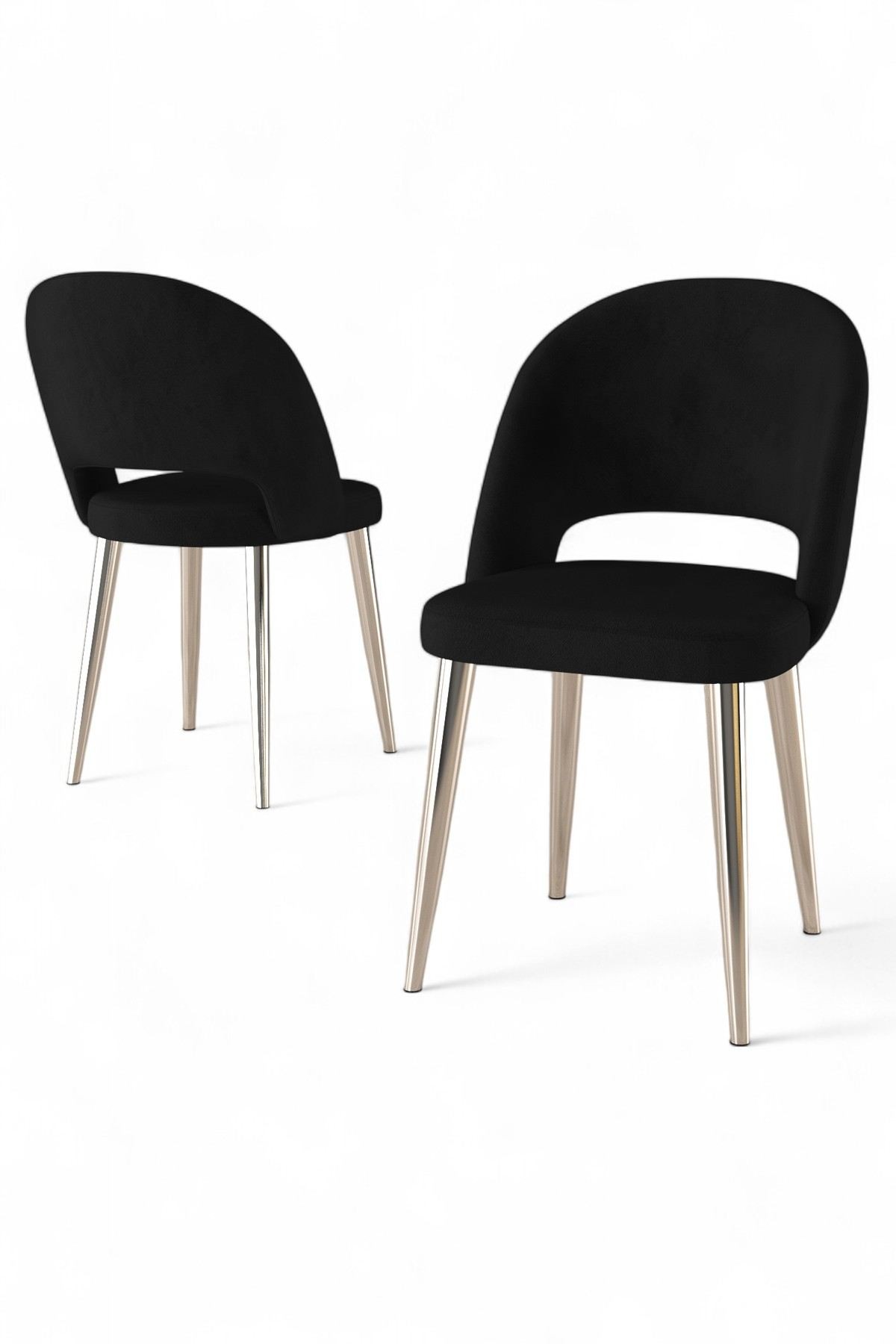 Set scaune (4 bucăți) Hanah Home, placaj, 47 x 47 x 86 cm, negru/chrome, 240CHR1844 — imaginea 3