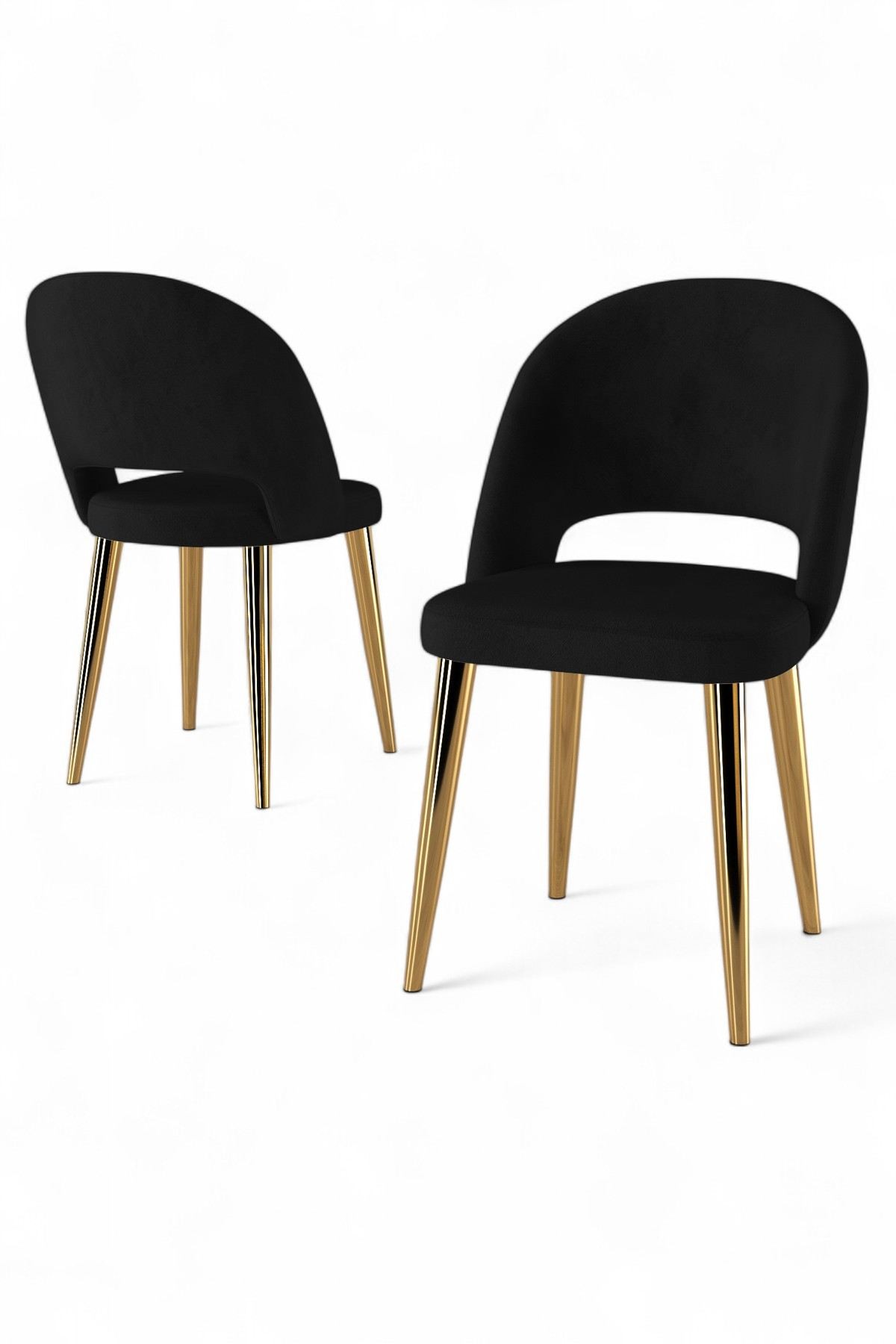 Set scaune (4 bucăți) Hanah Home, placaj, 47 x 47 x 86 cm, negru/auriu, 240CHR1839 — imaginea 3
