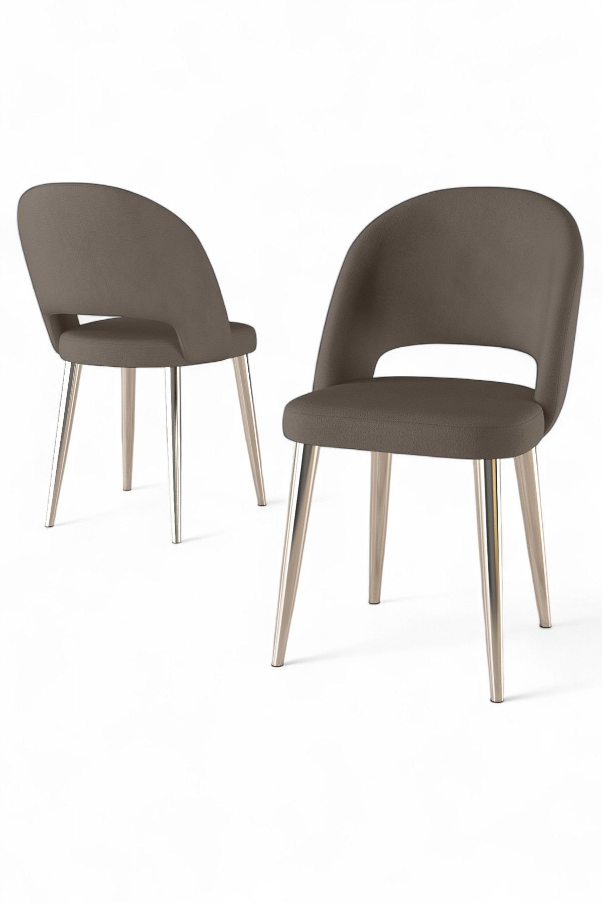 Set scaune (4 bucăți) Hanah Home, placaj, 47 x 47 x 86 cm, cappuccino/chrome, 240CHR1846 — imaginea 2