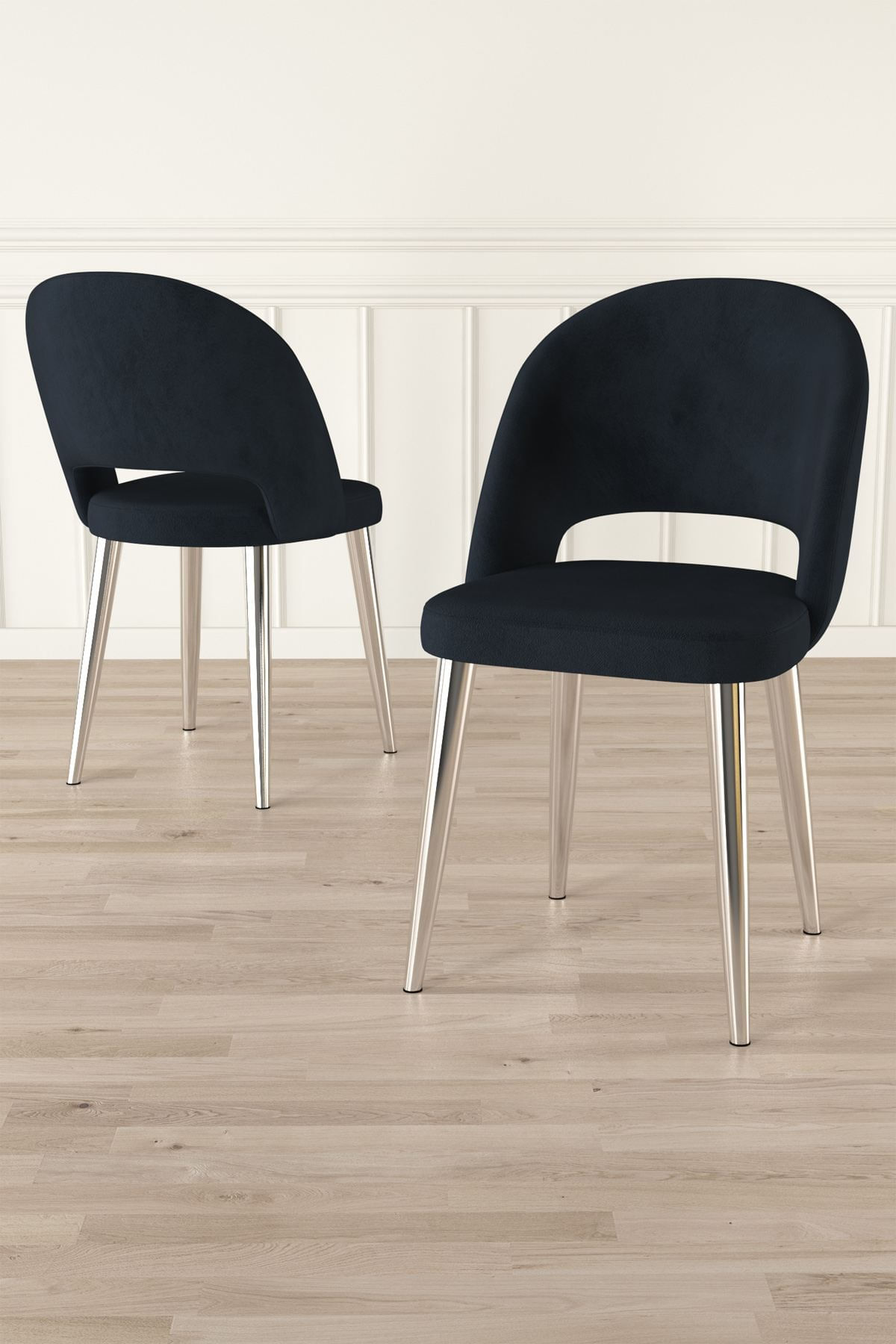 Set scaune (4 bucăți) Hanah Home, placaj, 47 x 47 x 86 cm, antracit/chrome, 240CHR1842 — imaginea 3