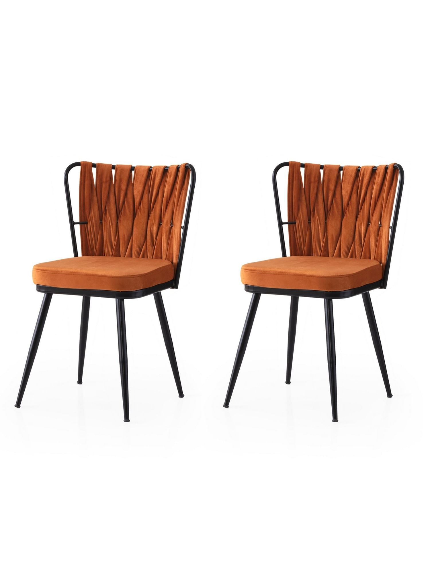Set scaune (2 bucăți) Hanah Home, PAL melaminat, 43 x 43 x 82 cm, negru/portocaliu, 974NMB1901 — imaginea 4