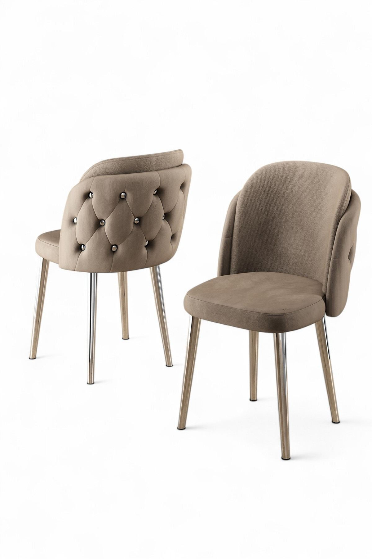 Set scaune (4 bucăți) Hanah Home, placaj, 45 x 46 x 82 cm, cappuccino/chrome, 240CHR1806 — imaginea 2