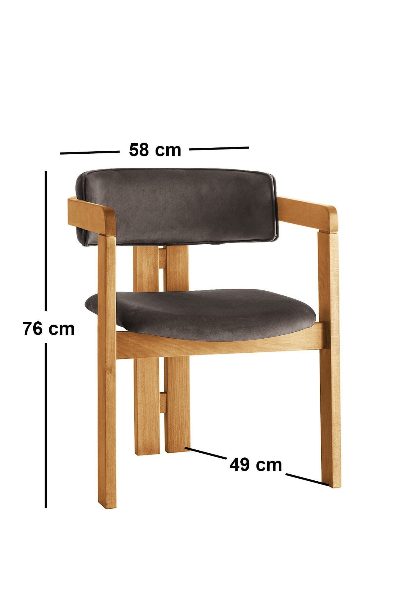 Scaun Hanah Home, placaj, 58 x 49 x 76 cm, stejar/antracit, 974NMB1763 — imaginea 3