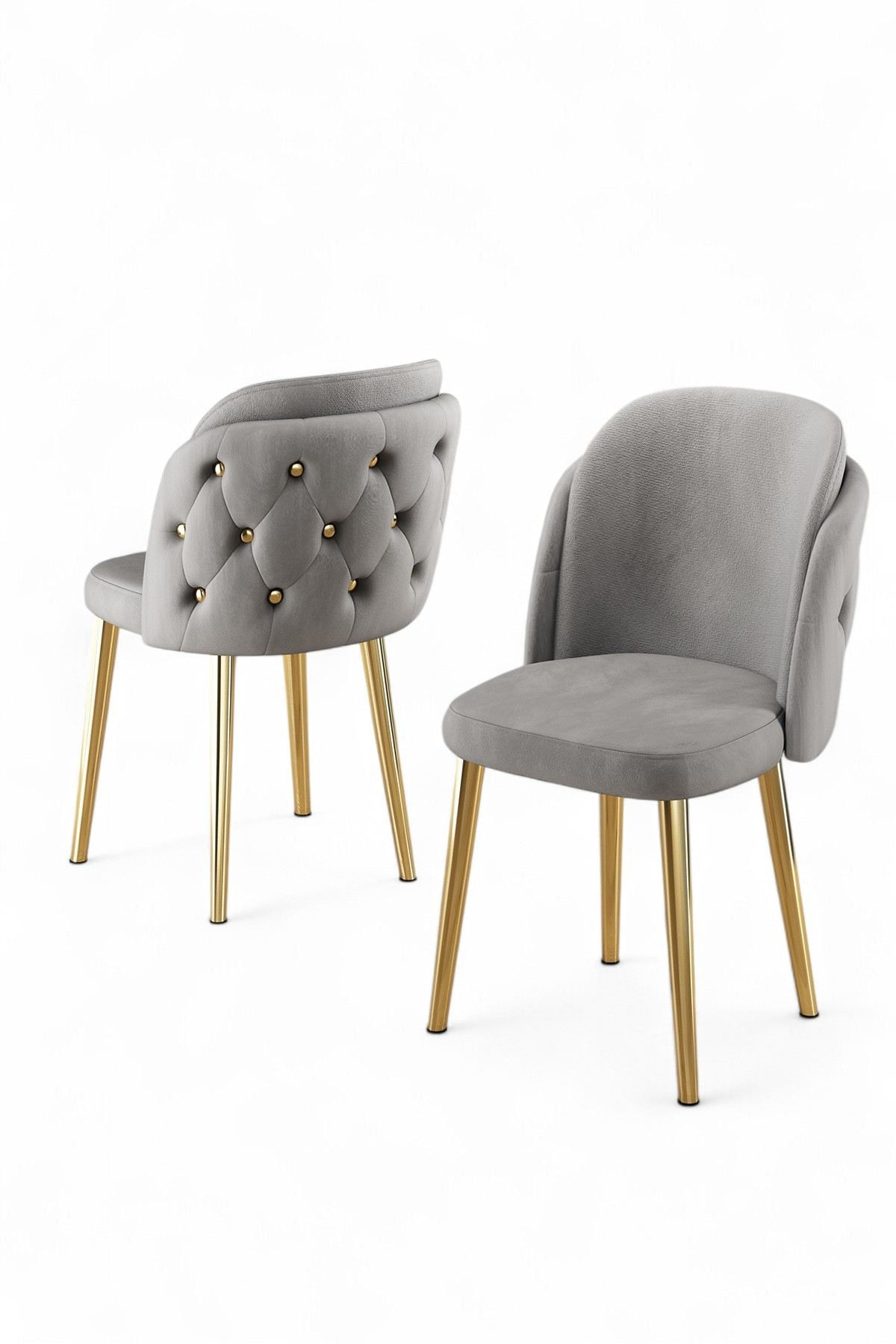 Set scaune (4 bucăți) Hanah Home, placaj, 45 x 46 x 82 cm, gri/auriu, 240CHR1800 — imaginea 3