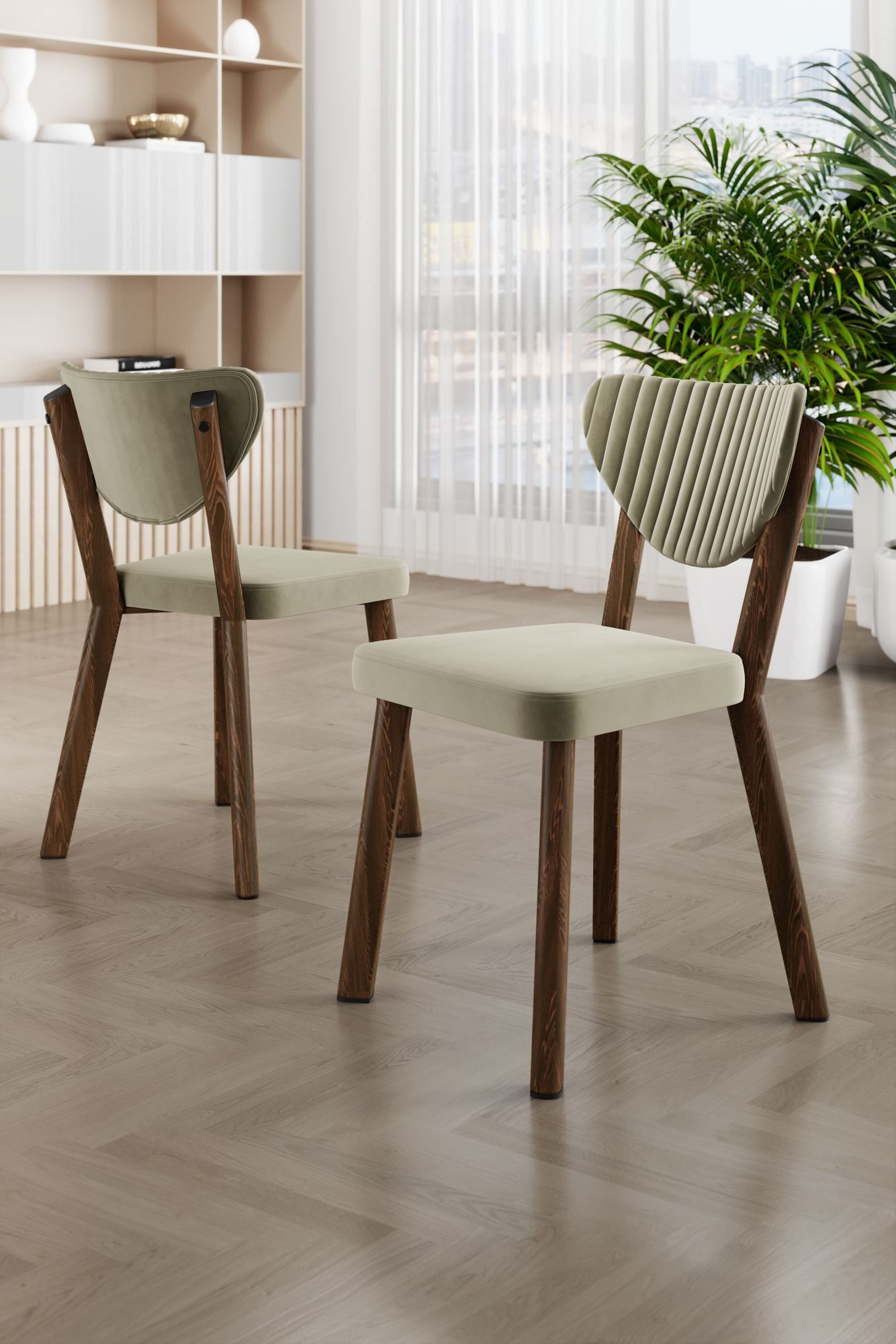 Set scaune (4 bucăți) Hanah Home, placaj, 45 x 46 x 86 cm, crem/maro, 240CHR1778 — imaginea 3