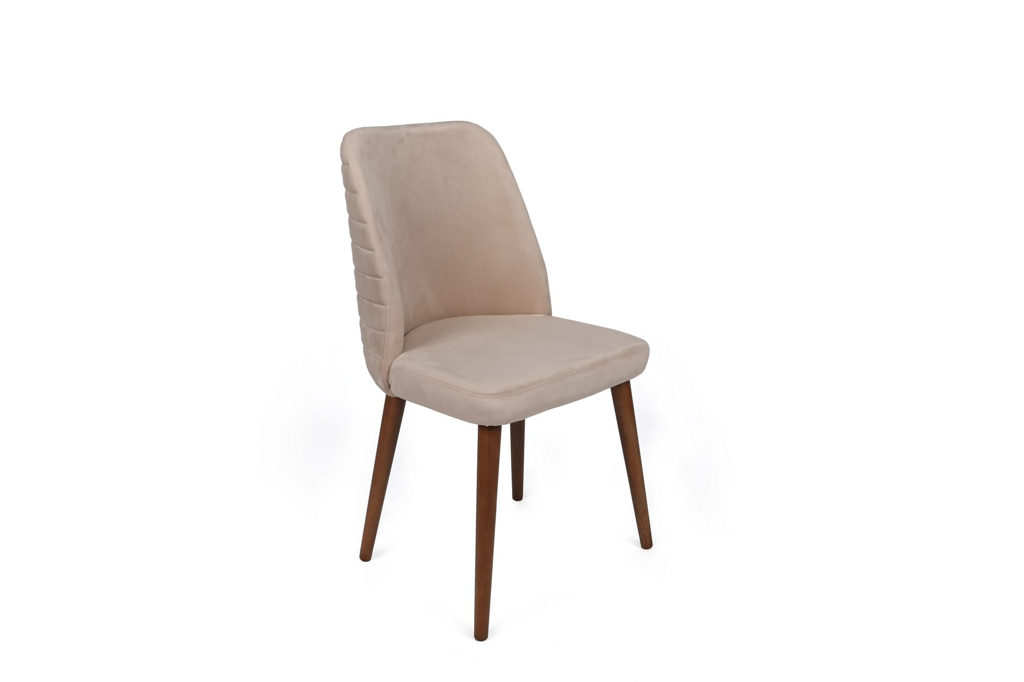 Set scaune (4 bucăți) Hanah Home, catifea, 50 x 49 x 90 cm, crem/nuc, 974NMB1618 — imaginea 3