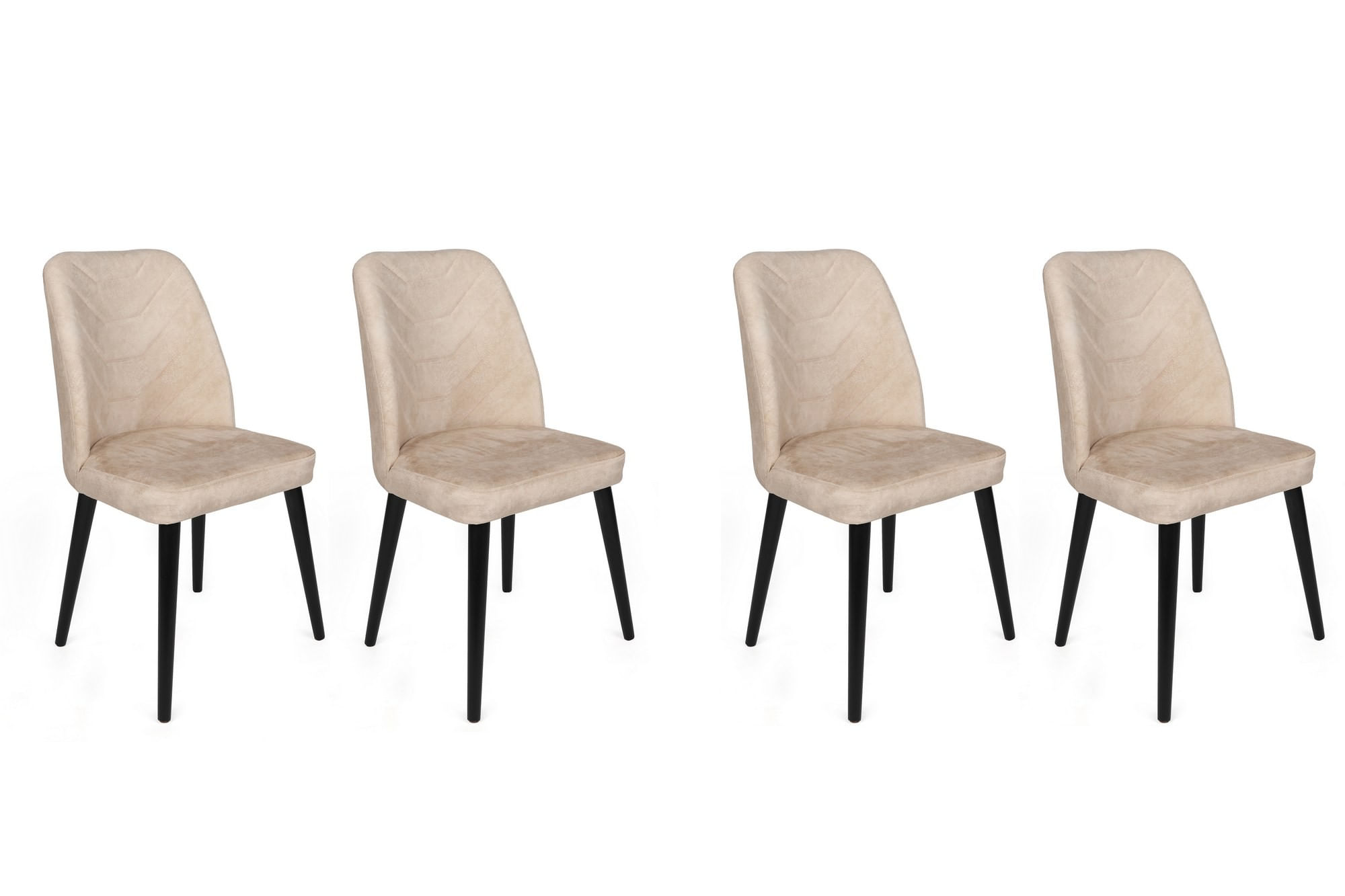 Set scaune (4 bucăți) Hanah Home, catifea, 50 x 49 x 90 cm, bej/negru, 974NMB1577