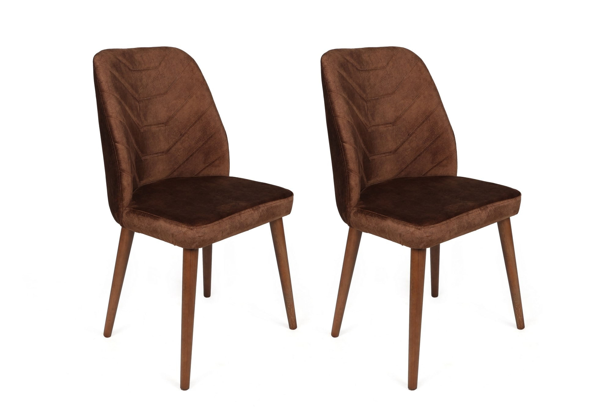 Set scaune (4 bucăți) Hanah Home, catifea, 50 x 49 x 90 cm, maro/nuc, 974NMB1584 — imaginea 3