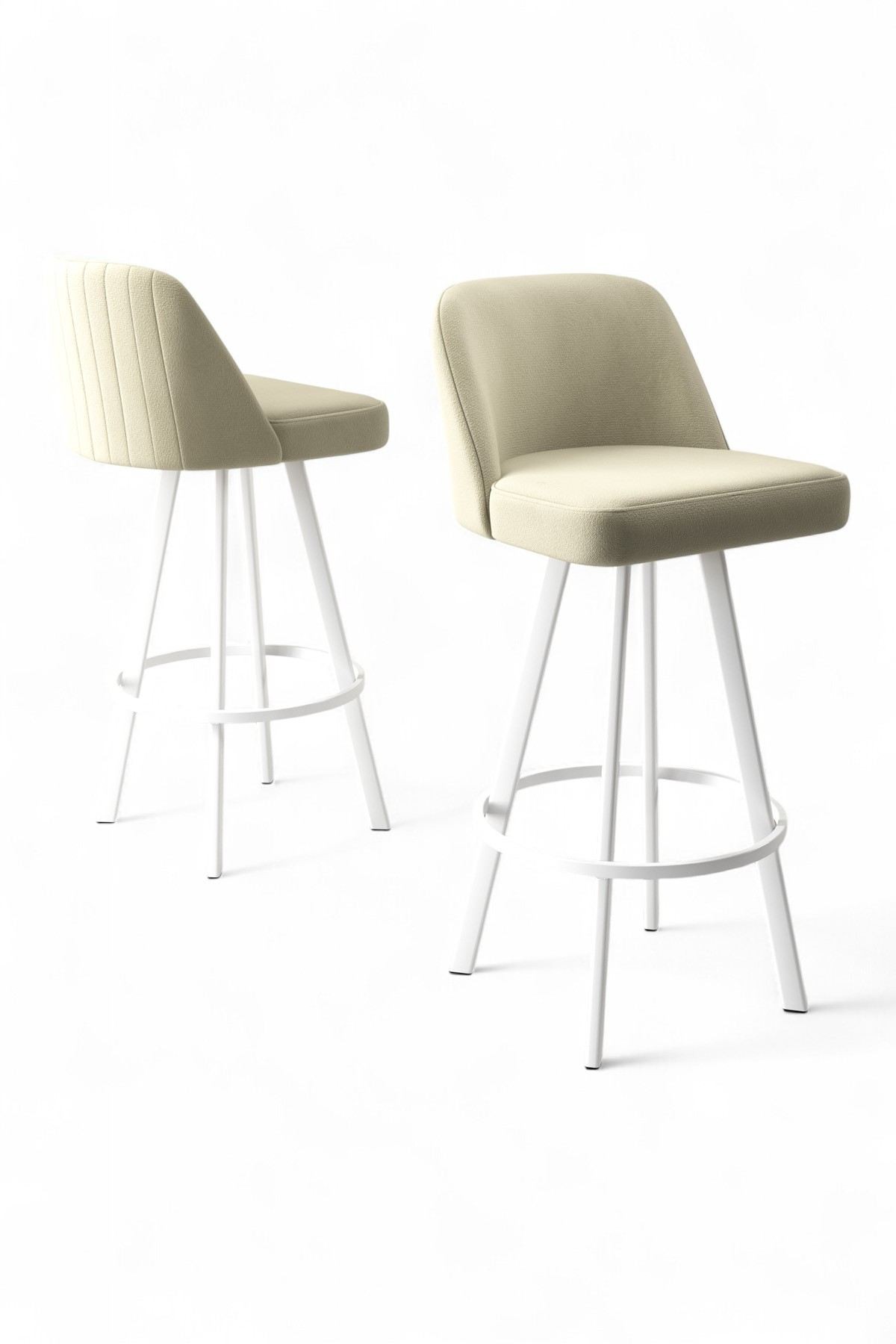 Set scaune bar (6 bucăți) Hanah Home, metal, 44 x 42 x 105 cm, crem/alb, 240CHR1888 — imaginea 2