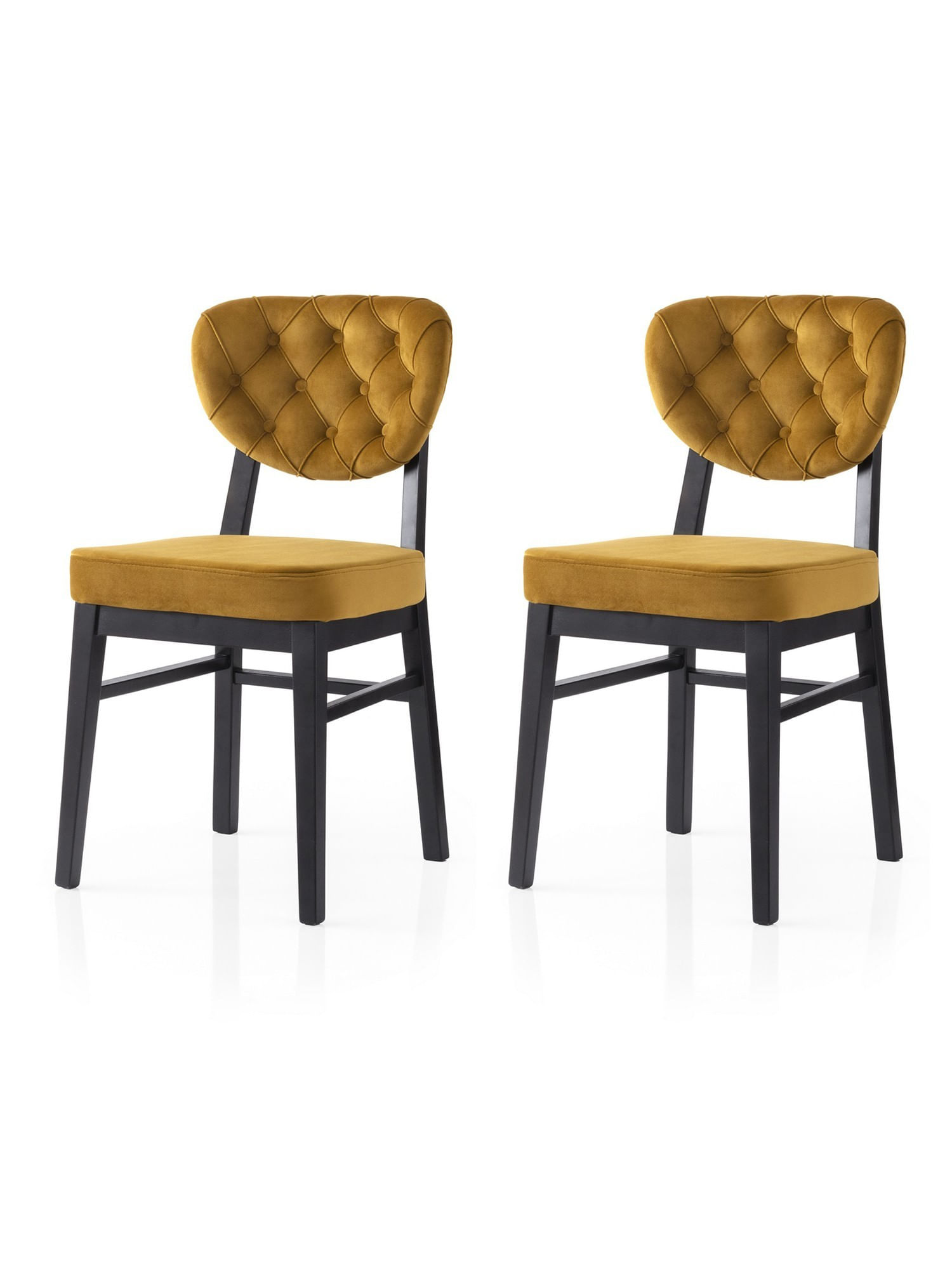 Set scaune (2 bucăți) Hanah Home, PAL melaminat, 47 x 52 x 88 cm, negru/muștar, 974NMB1889 — imaginea 2