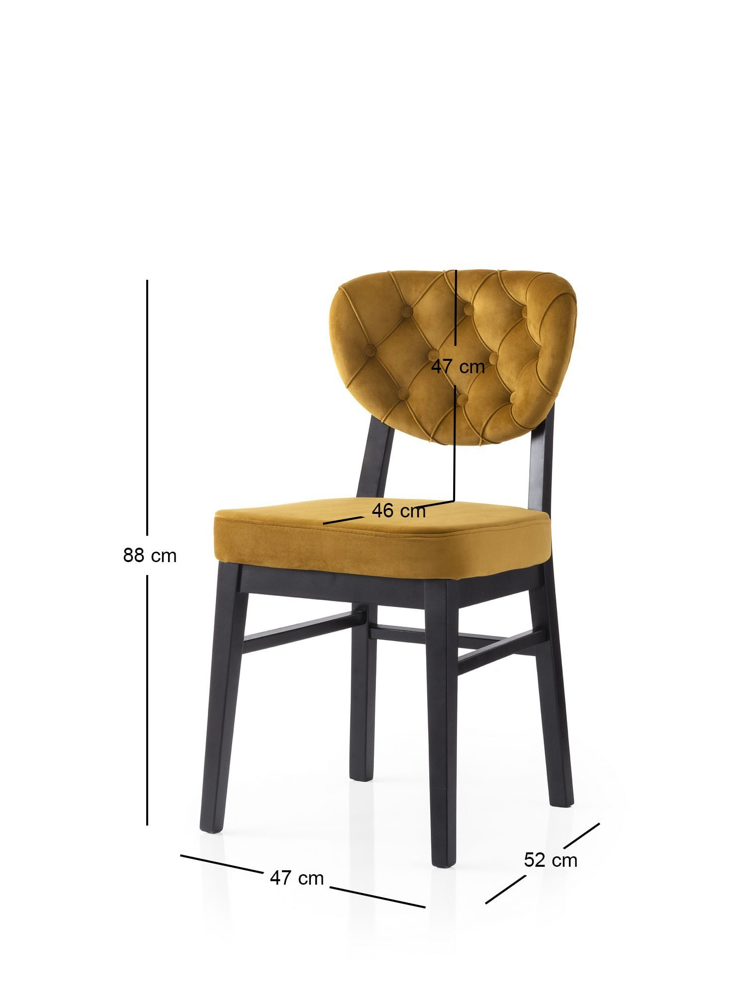 Set scaune (2 bucăți) Hanah Home, PAL melaminat, 47 x 52 x 88 cm, negru/muștar, 974NMB1889 — imaginea 3