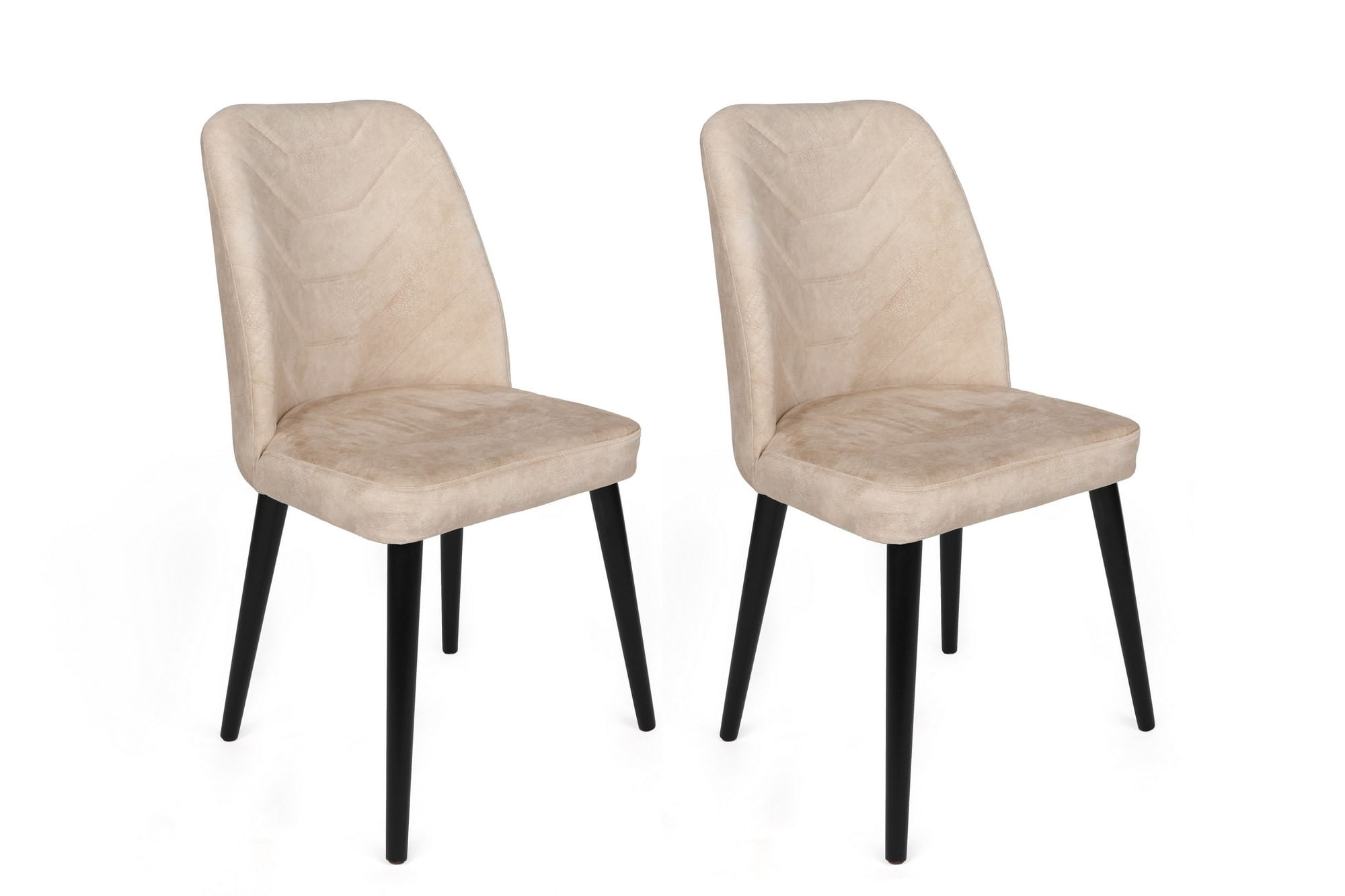 Set scaune (4 bucăți) Hanah Home, catifea, 50 x 49 x 90 cm, bej/negru, 974NMB1577 — imaginea 6