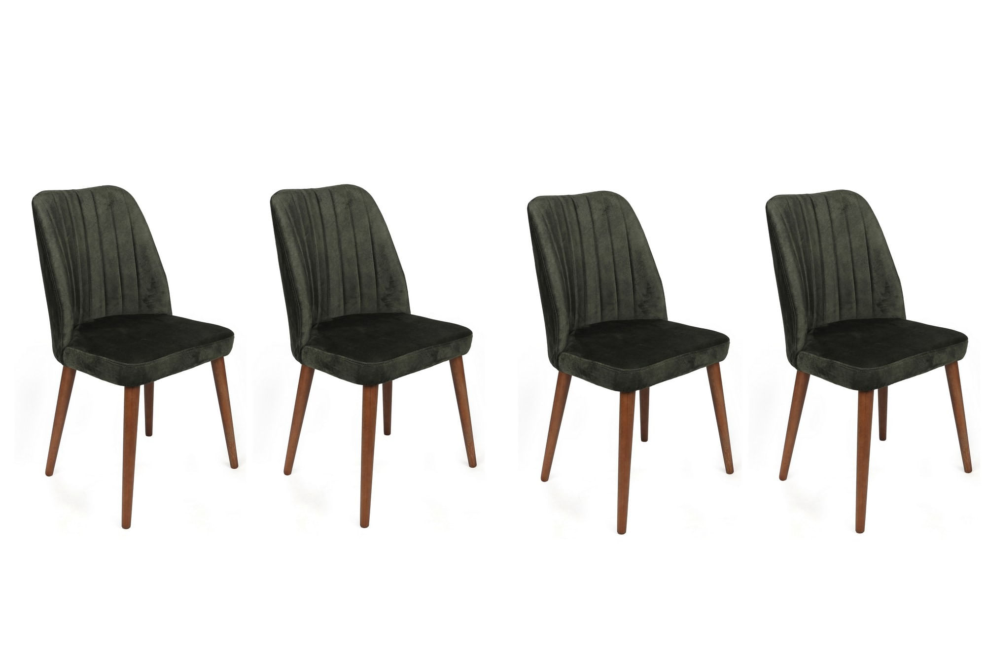 Set scaune (4 bucăți) Hanah Home, catifea, 50 x 49 x 90 cm, kaki/nuc, 974NMB1560