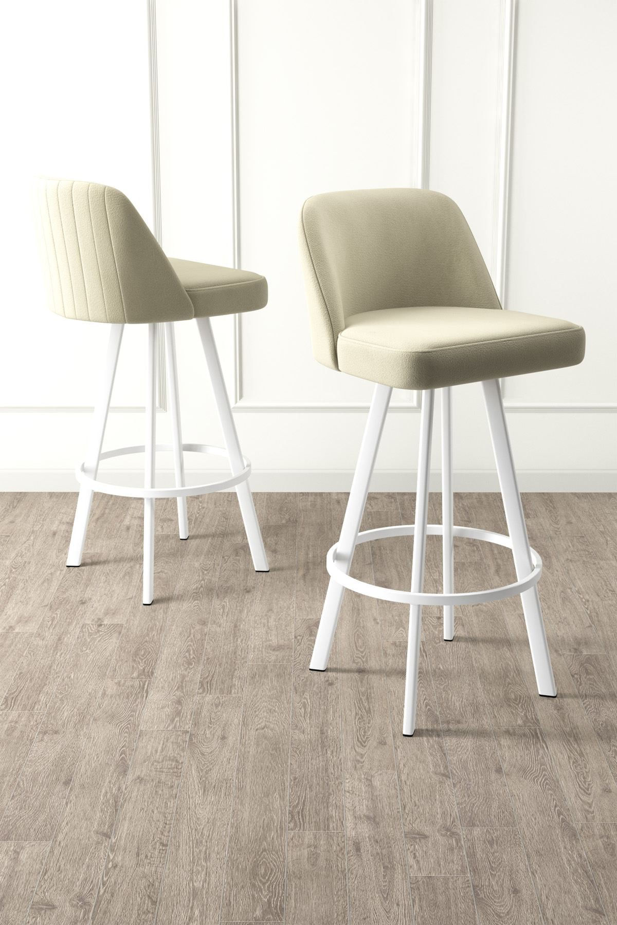 Set scaune bar (6 bucăți) Hanah Home, metal, 44 x 42 x 105 cm, crem/alb, 240CHR1888 — imaginea 3